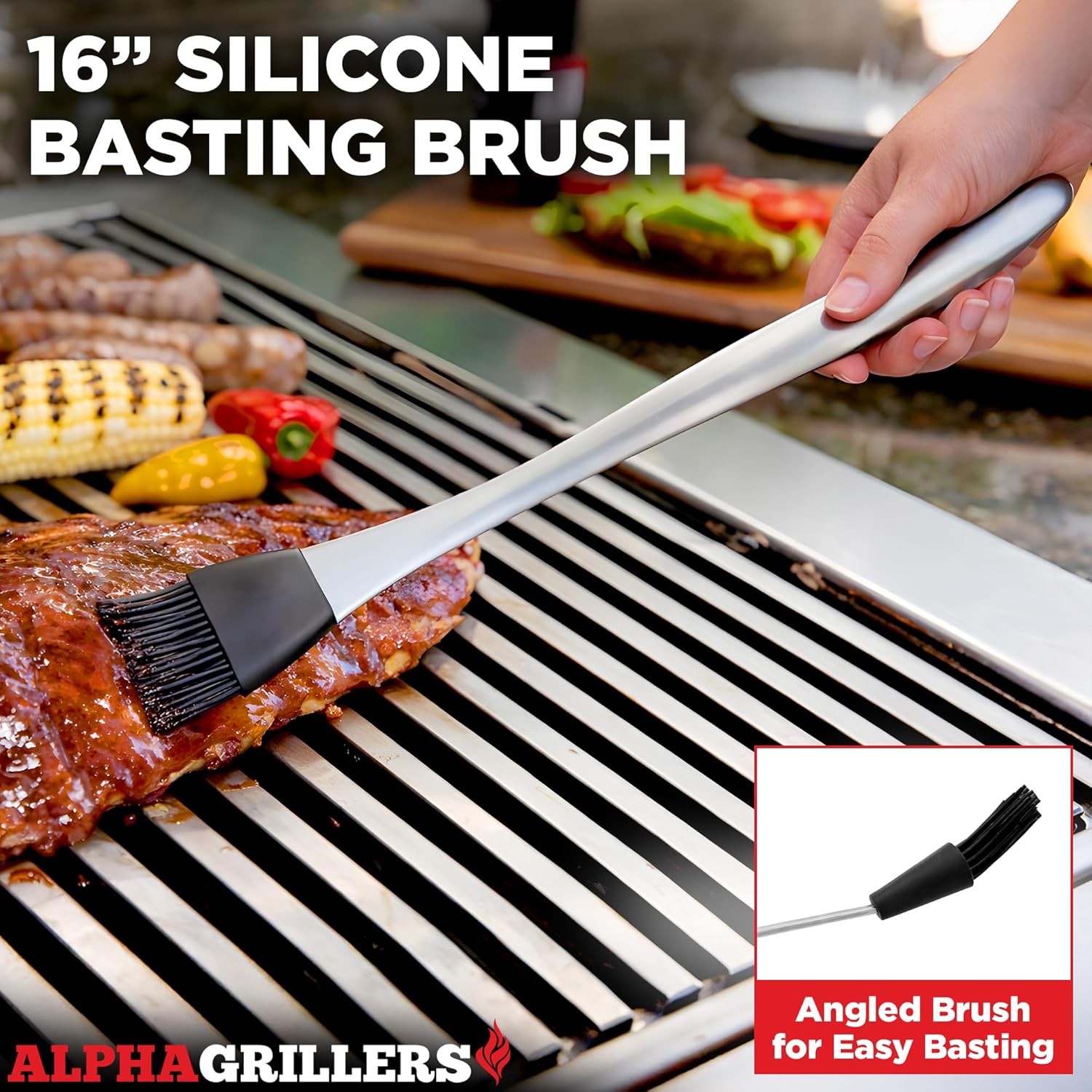 Alpha Grillers Grilling Accessories - Grilling Gifts for Men - BBQ Accessories Grill Tools Set with Spatula, Fork, Brush & Tongs - Outdoor Barbecue Utensils Gifts for Men Dad Him Boyfriend - Image 7