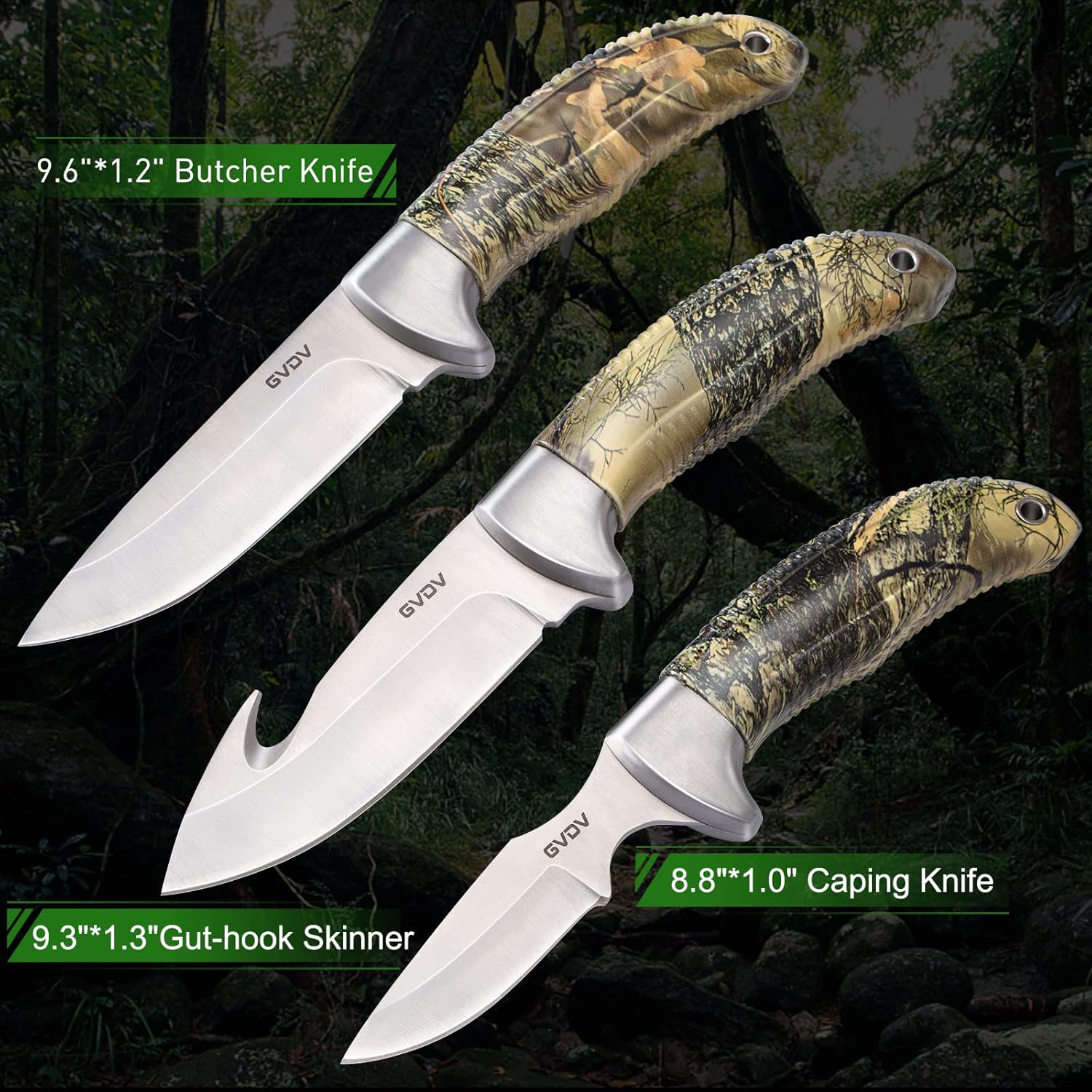 GVDV Hunting Knife Set - Deer Field Dressing Kit, Game Processor Set With Gut Hook Skinner, Spreader, Gloves - 14 Pieces Hunting Knives for Men for Christmas Presents - Image 3