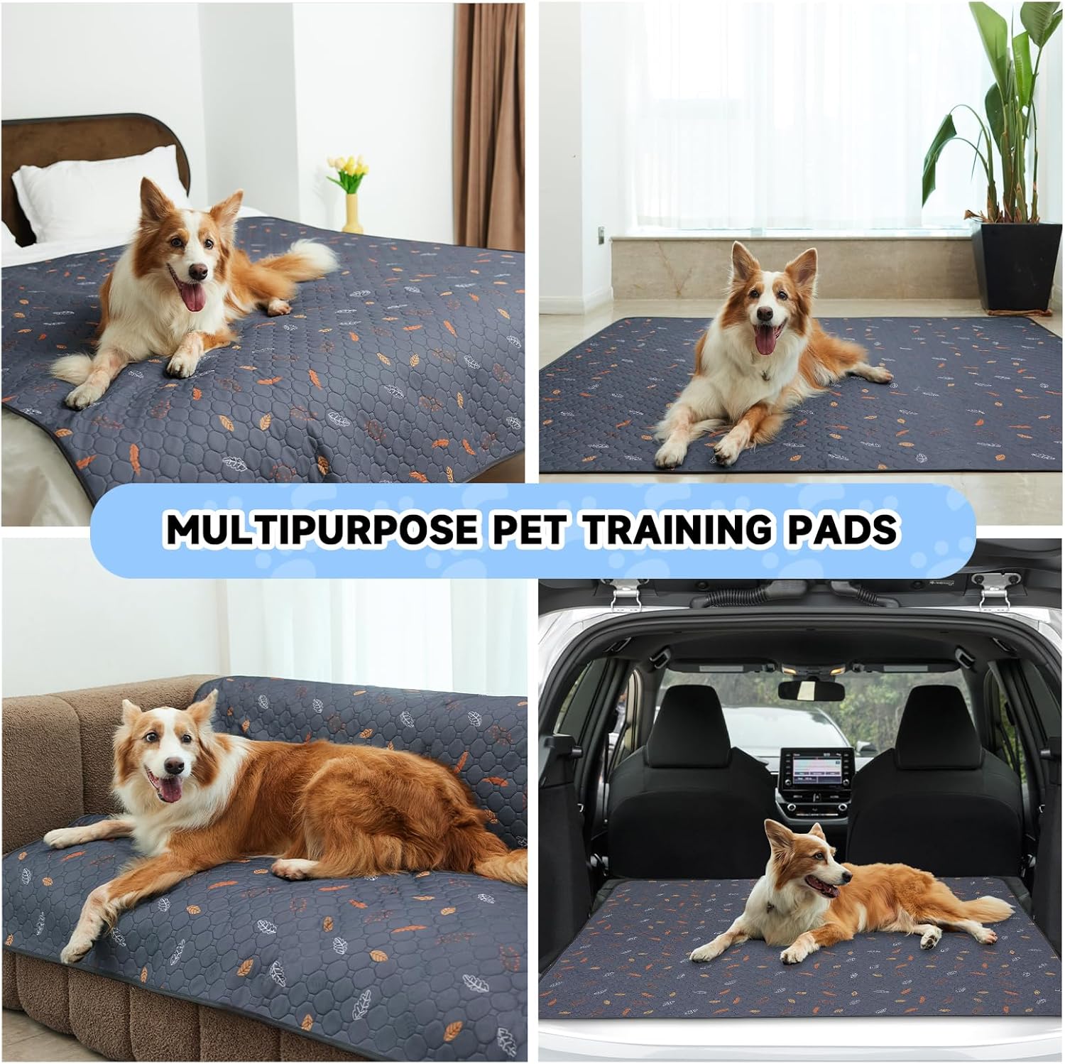 Sunheir Washable Pee Pads for Dogs , Thick Heavy Absorbency Reusable, Prevent Leakage, Waterproof , Non-Slip Pee Pads for Puppy Playpen, Crate, Whelping Box, Potty Training, Grey, 2 packs - Image 5