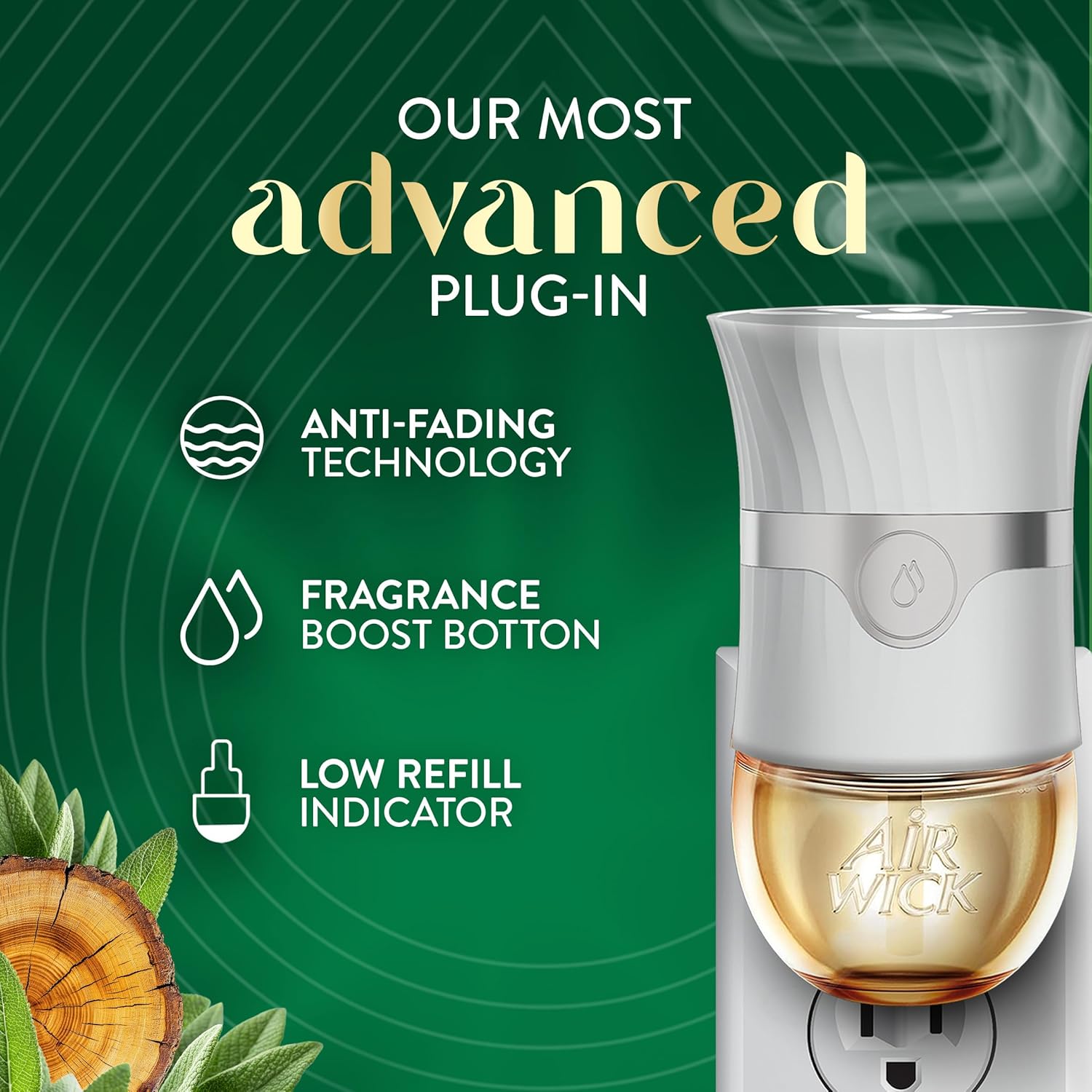 Air Wick Vibrant Plug In Scented Oil Refill, Infused with Essential Oils, Plug In Air Fresheners for Home, White Sage & Mahogany, 4 ct - Image 6