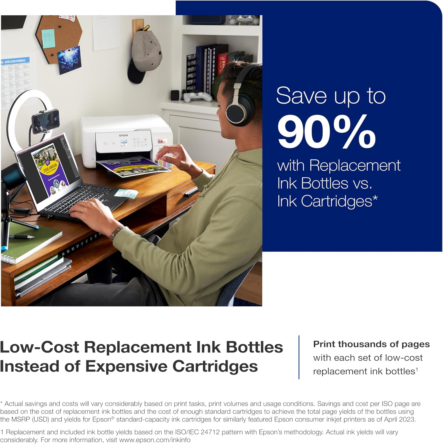 Epson EcoTank ET-2803 Wireless Color All-in-One Cartridge-Free Supertank Printer with Scan, Copy and AirPrint Support - Image 2