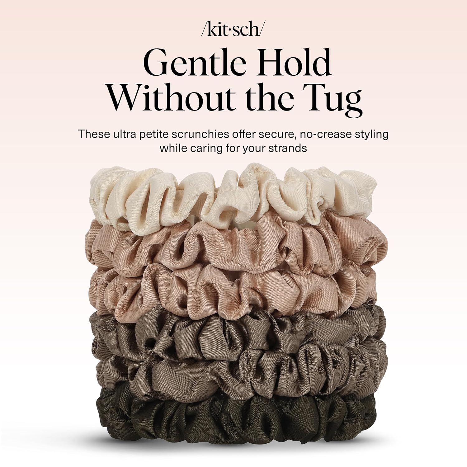Kitsch Ultra-Petite Satin Scrunchies for Women - No Crease, Frizz-Free Sleep | Softer Than Silk Scrunchies Gentle On Hair Scrunchies for All Hair Types | Stylish Hair Accessories - Eucalyptus, 6pcs - Image 8