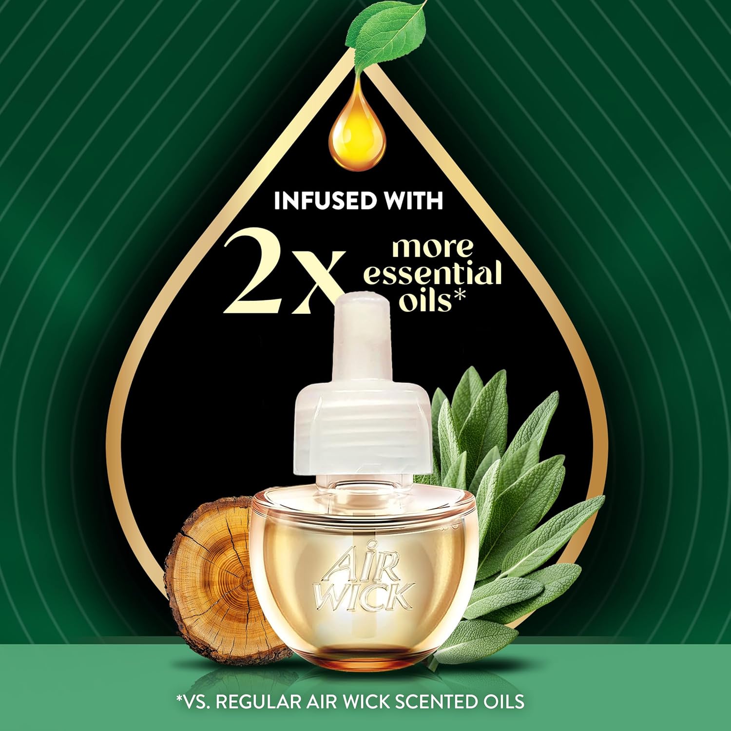 Air Wick Vibrant Plug In Scented Oil Refill, Infused with Essential Oils, Plug In Air Fresheners for Home, White Sage & Mahogany, 4 ct - Image 3