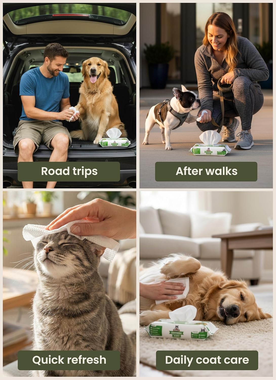 Pogi’s Dog Grooming Wipes – Hypoallergenic Pet Wipes for Paws, Body & Butt – Cleaning & Hydrating, Fragrance Free, 400-Count - Image 4