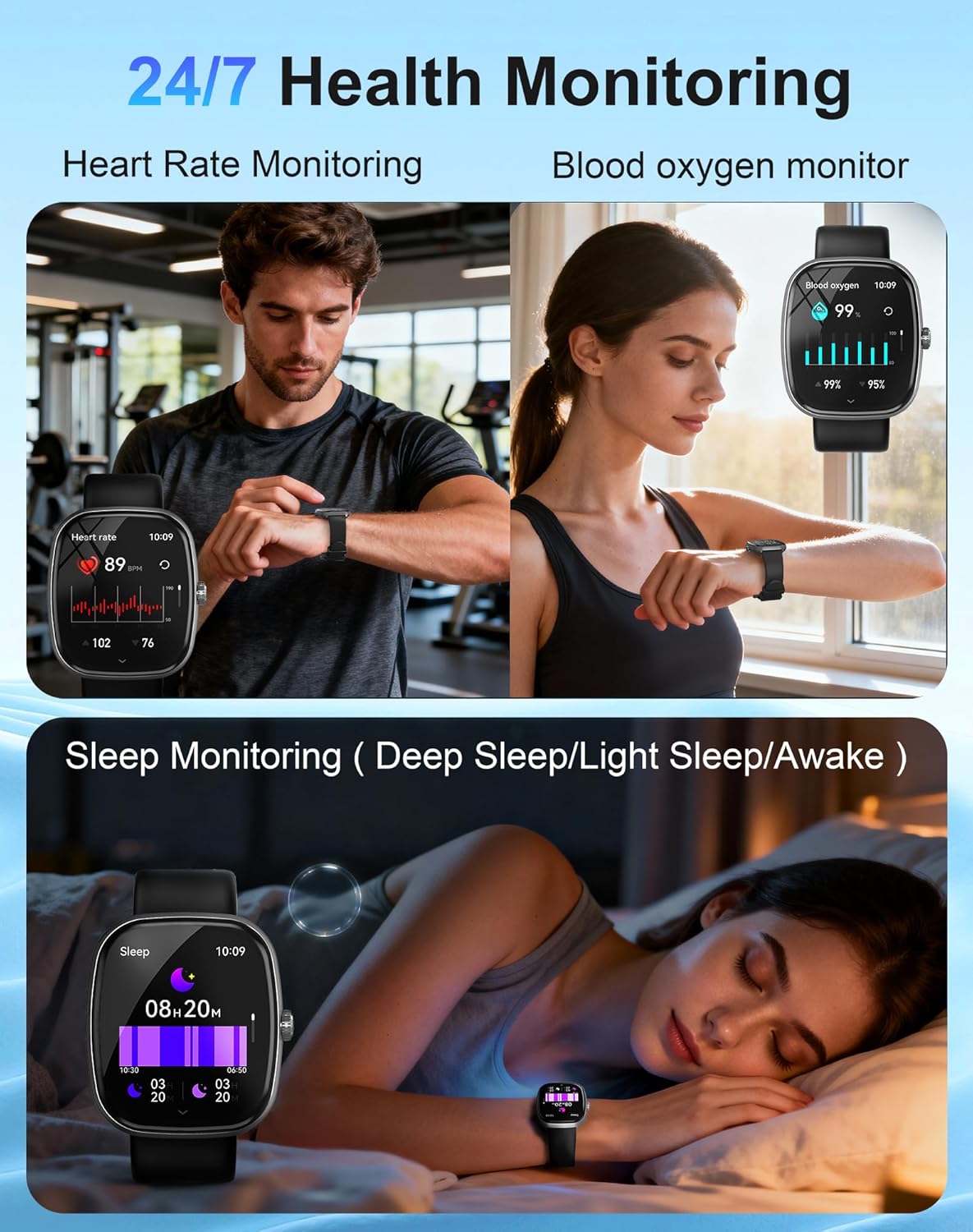 Smart Watch for Women Men, 1.85" HD Fitness Watch with 120 Sports Modes, 5.3 Bluetooth Call, 250+ Custom Dials, Heart Rate/Sleep Monitor Fitness Tracker, IP68 Waterproof Smartwatch for Android iOS - Image 6