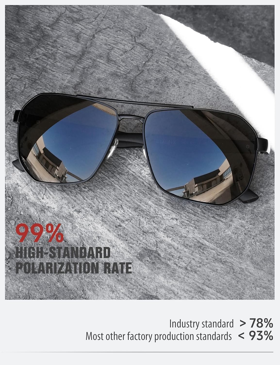 LUENX Aviator Sunglasses for Men Square Polarized Polygon Lens - UV 400 Protection with Accessories Driving Outdoor - Image 4