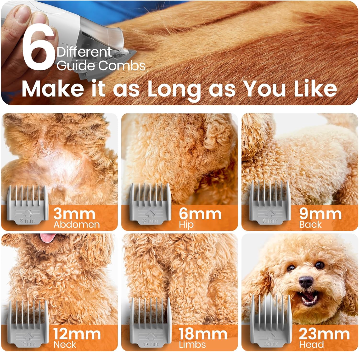 oneisall Dog Grooming Vacuum, Pet Grooming Vacuum with Clipper Nail Grinder, 1.5L Dust Cup Dog deshedding Brush with 7 Tools for Shedding Pet Hair, Home Cleaning(Blue) - Image 6