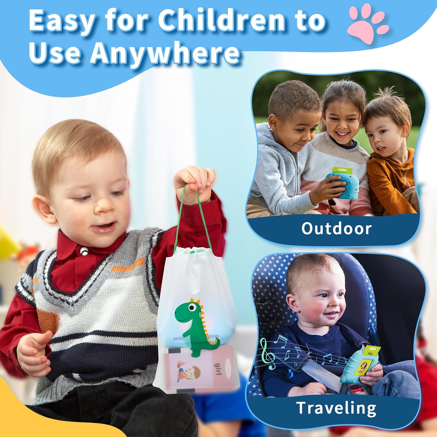 Aullsaty Toddler Toys Talking Flash Cards for 1 2 3 4 5 6 Year Old Boys and Girls, Autism Sensory Toys for Autistic Children, Learning Educational Montessori Speech Therapy 248 Sight Words Kids Gifts - Image 6