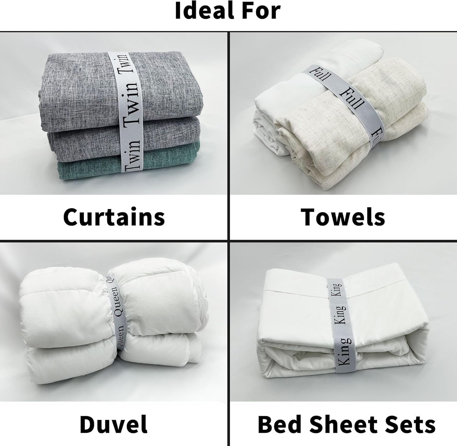 4 Pcs Bed Sheet Organizer Bands – Full Sheet Bands for Organizing, Elastic Bedding Band Labels for Organizing Bed Sheets, Full - Image 4