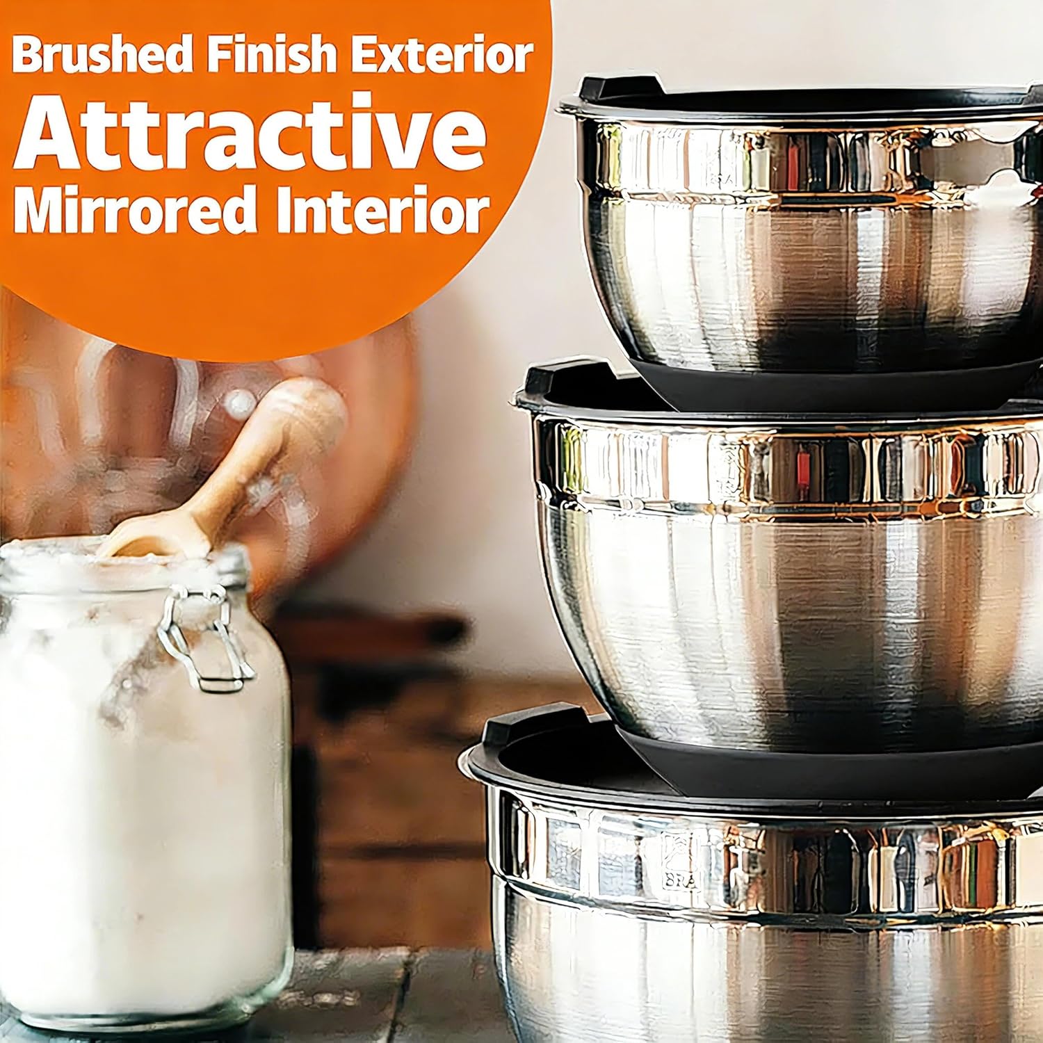Thickened Heavy-Duty 26pcs Stainless Steel Bowl, Mixing Bowl Set with Lid, Grater Attachment, Non-Slip Bottom and Kitchen Gadget Set, Sizes 7, 4, 2.5, 2.0, 1.5, 1QT, Ideal for Mixing and Serving - Image 5
