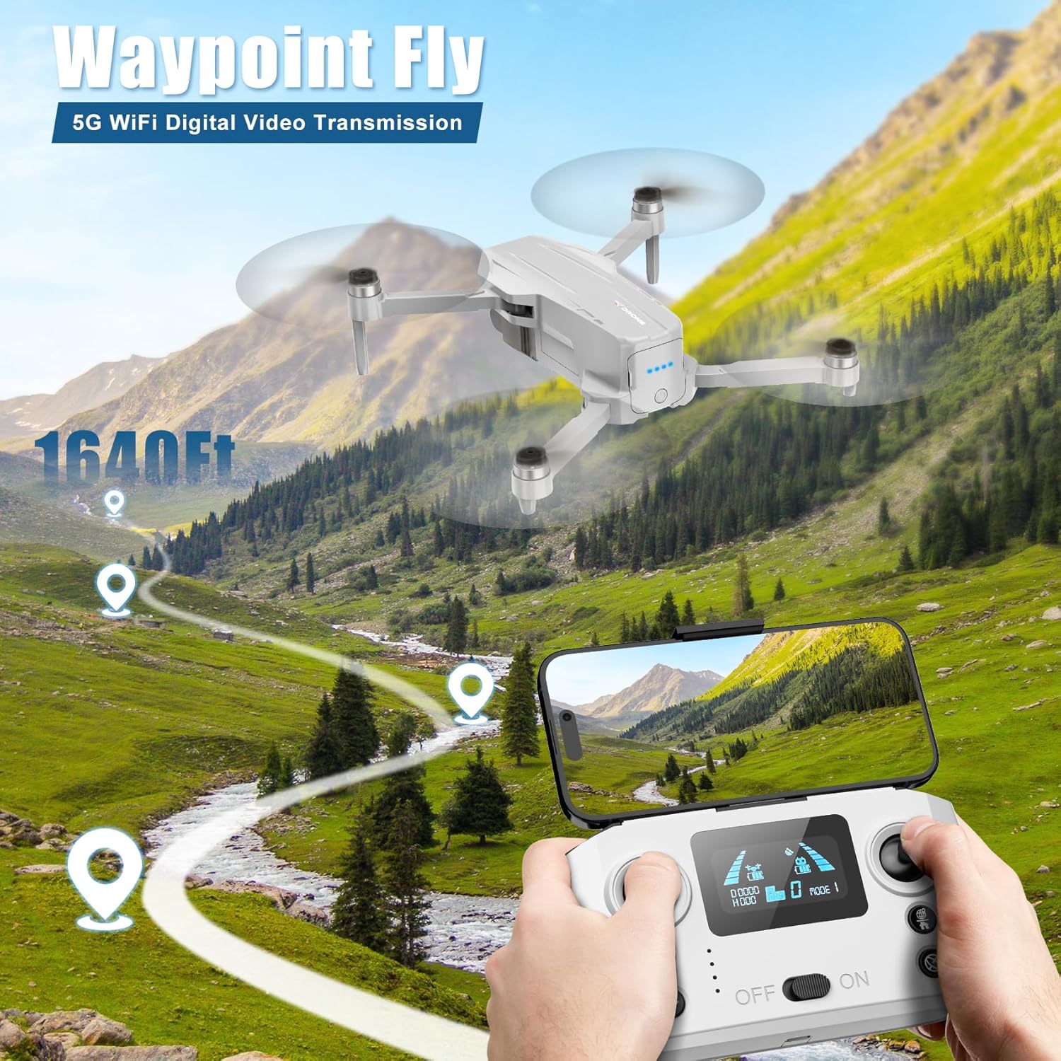 Oddire Drones with Camera for Adults 4K, GPS Auto Return, Waypoint Flight, Orbit Fly, GPS Follow, Gesture Control, Foldable Drone with Brushless Motor, 249g Light, 48 Mins Flight Time with 2 Batteries - Image 4
