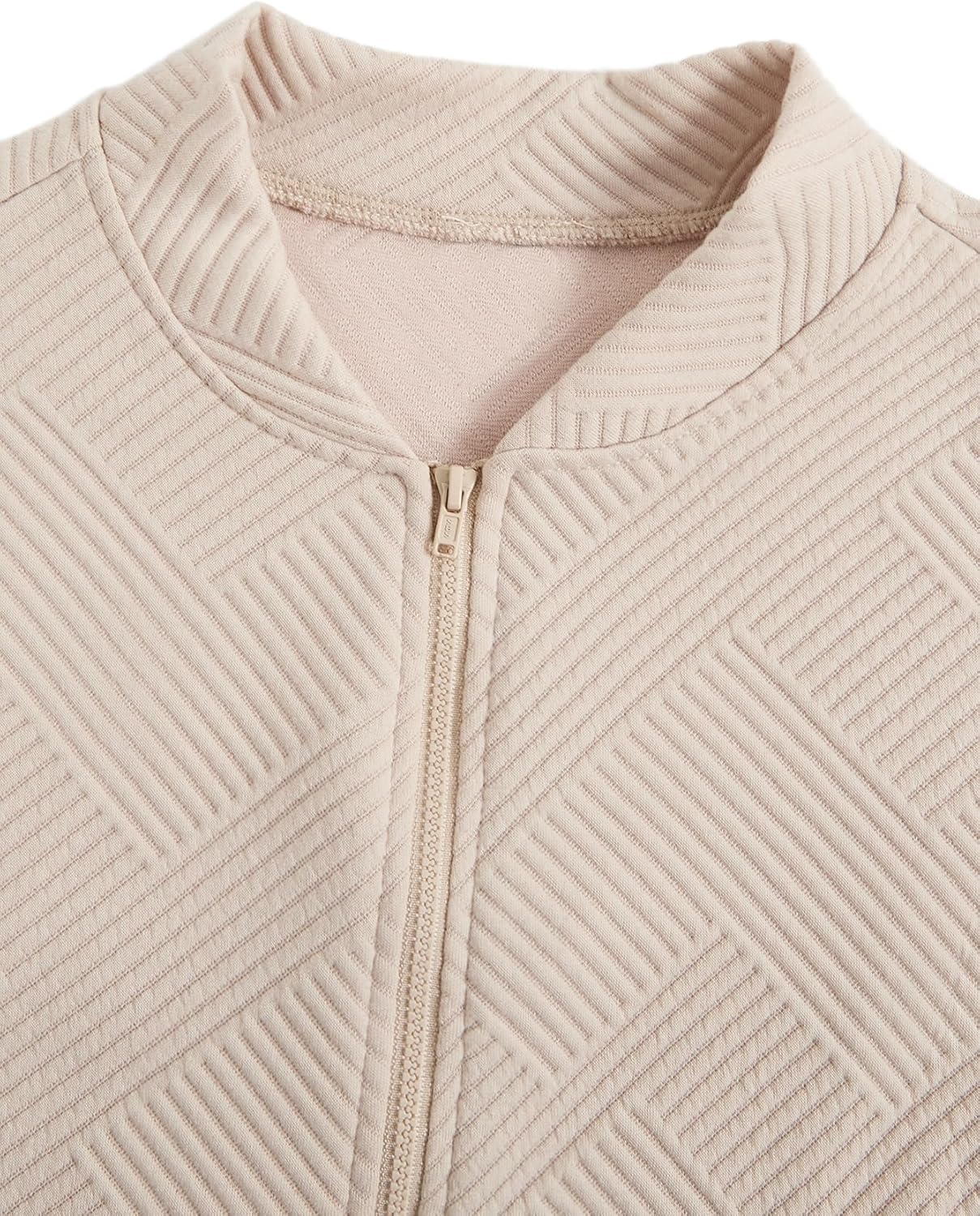 Verdusa Women's Zip Up Bomber Jacket Casual Long Sleeve Textured Lightweight Coat Business Casual Outfits Spring Fall Clothes - Image 4