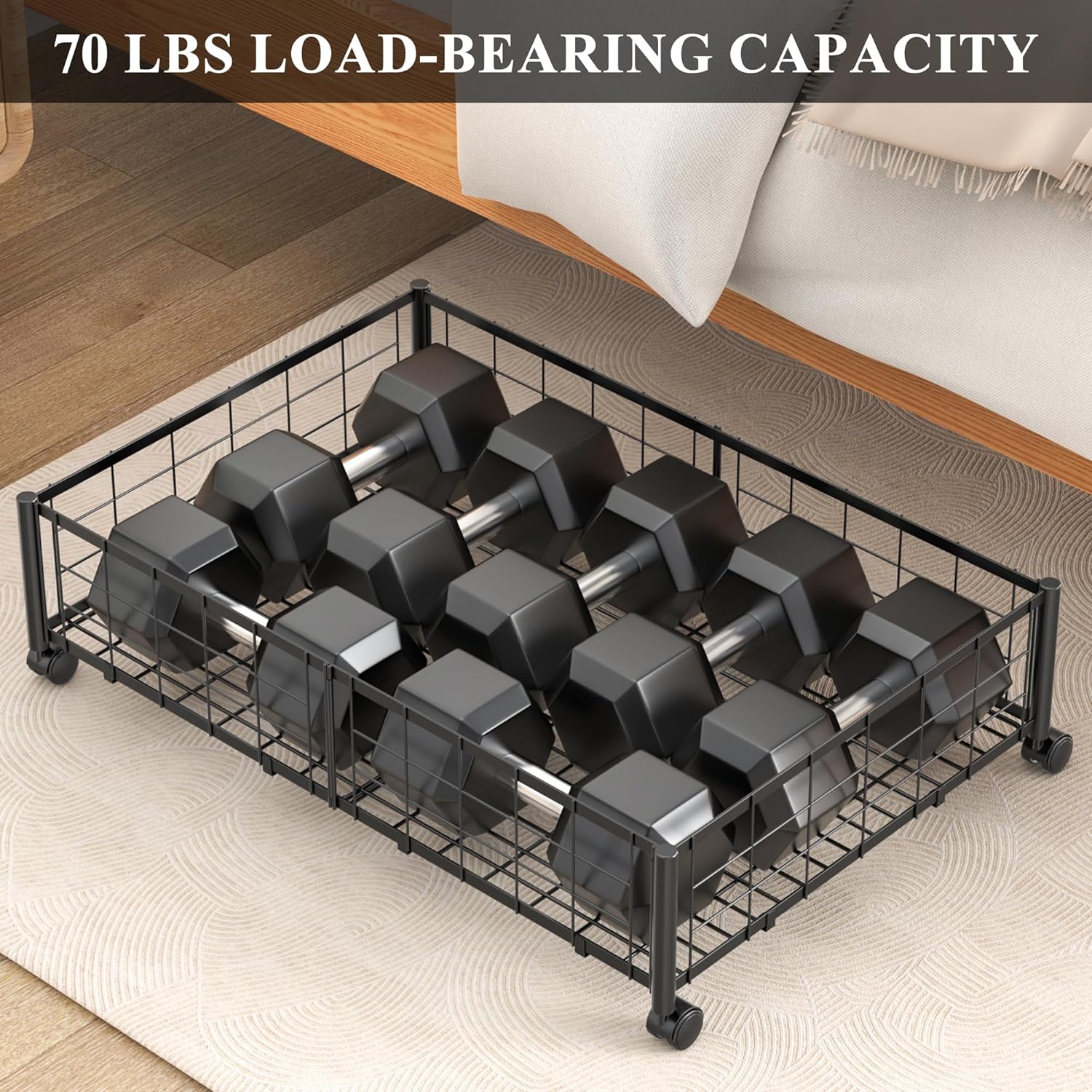 Hleelomi Under Bed Storage with Wheels, 360° Rotating, No-Assembly Underbed Storage Containers, 2PACK - Image 4