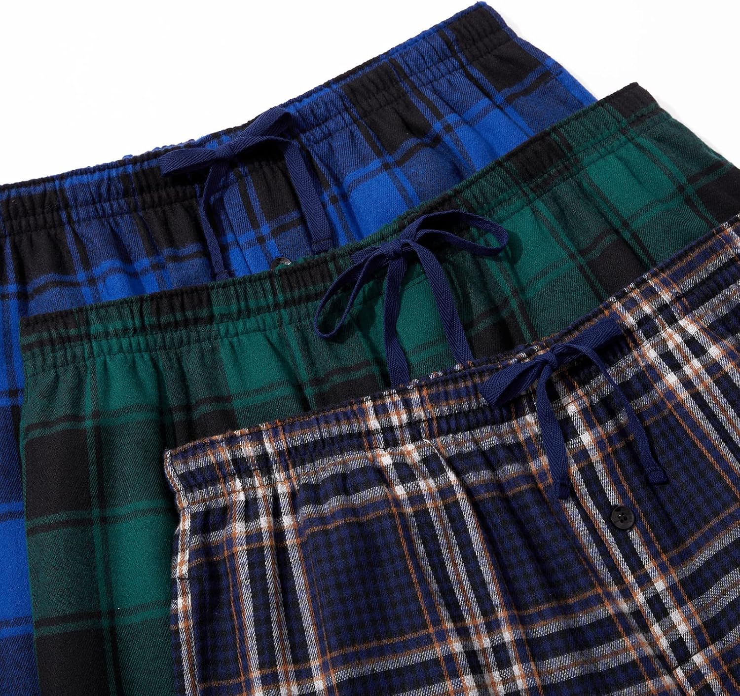 JupiterSecret Mens Pajama Pants Set Flannel Cotton Sleep & Lounge Pants, PJ Bottoms with Pockets and Button Fly 3 Pack - Image 6