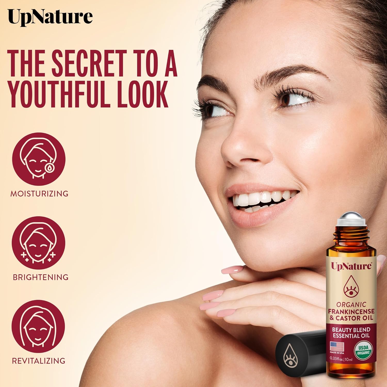 UpNature Beauty Castor Oil Roll On Eye Roller - 100% Organic Frankincense and Castor Oil for Face, Dark Circles, Fine Lines, Under Eyes and Skin - Image 2