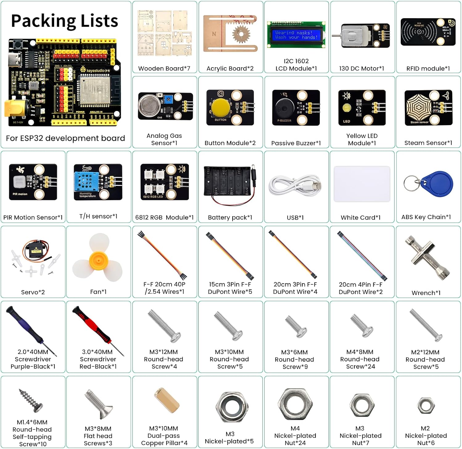 KEYESTUDIO IOT ESP32 Smart Home Starter Kit for Arduino and Python,Electronics Home Automation Coding Kit, Wooden House DIY Sensor Kit,STEM Educational Set for Adults Teens 15+ - Image 2