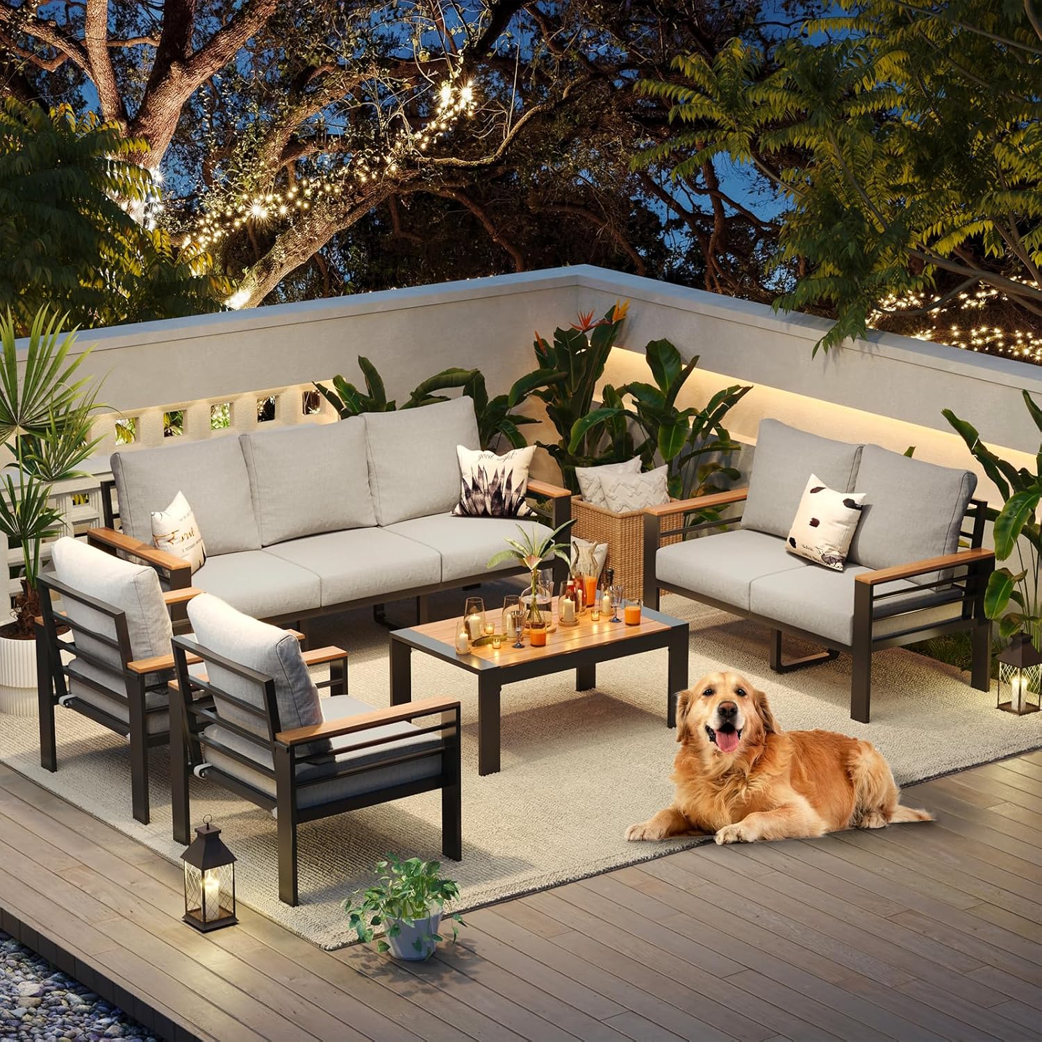 Aoxun Aluminum Patio Furniture Set 7 Seats, Oversized Outdoor Sectional with Washable Thick Cushions, Coffee Table and Waterproof Cover, Patio Conversation Sets for Porch, Balcony, Deck - Image 9