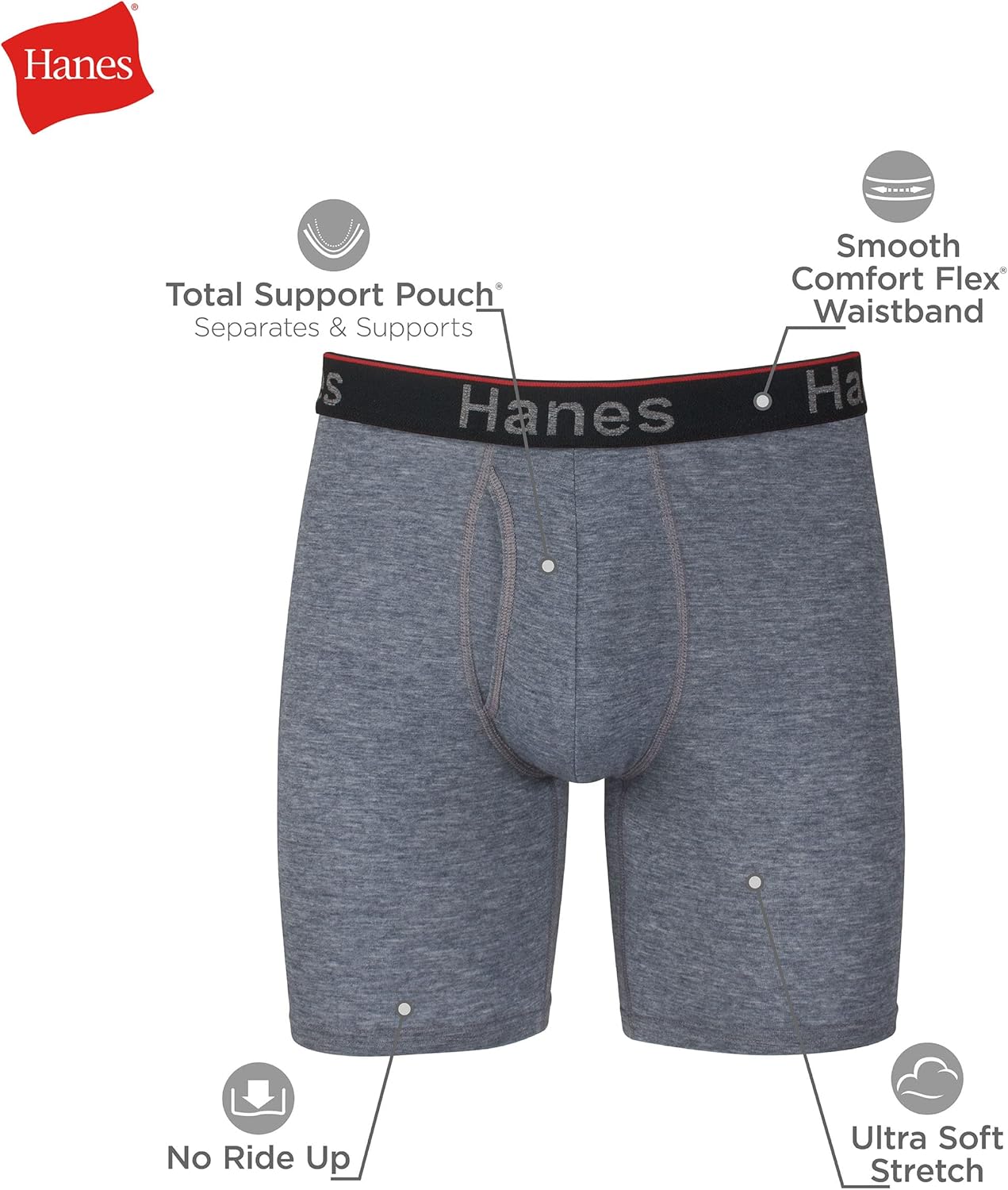 Hanes Men's Underwear Boxer Briefs 3-Pack, Total Support Pouch, Sexy Men's Underwear, Long or Short-Leg Boxer Briefs - Image 5