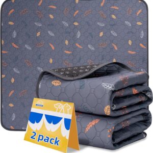 Sunheir Washable Pee Pads for Dogs , Thick Heavy Absorbency Reusable, Prevent Leakage, Waterproof , Non-Slip Pee Pads for Puppy Playpen, Crate, Whelping Box, Potty Training, Grey, 2 packs