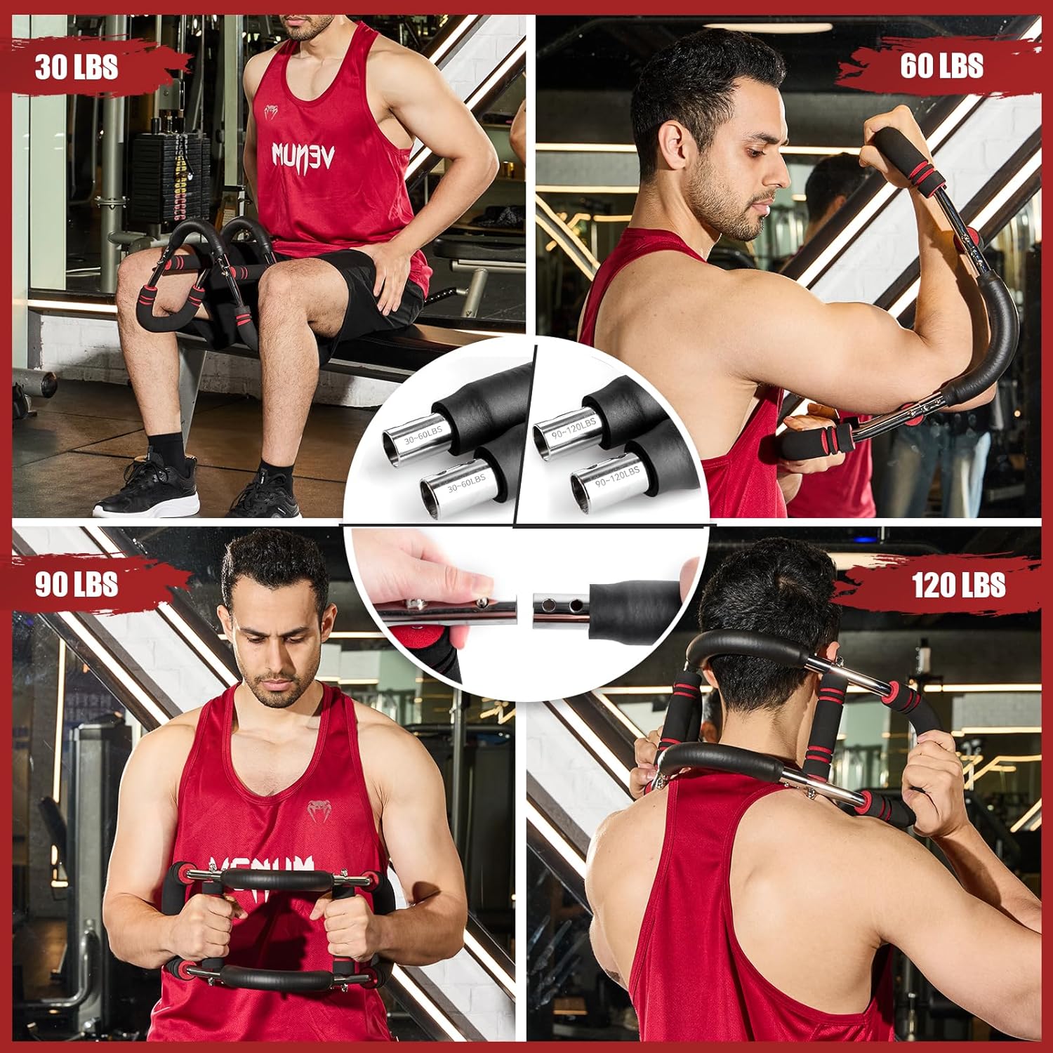 Twister Arm Trainer, 30-120 lbs Adjustable Twister Arm Chest Exerciser with 4 Spring & Poster for Men & Women, Detachable Power Twister Home Fitness Equipment for Enhancing Upper Body Muscle - Image 6