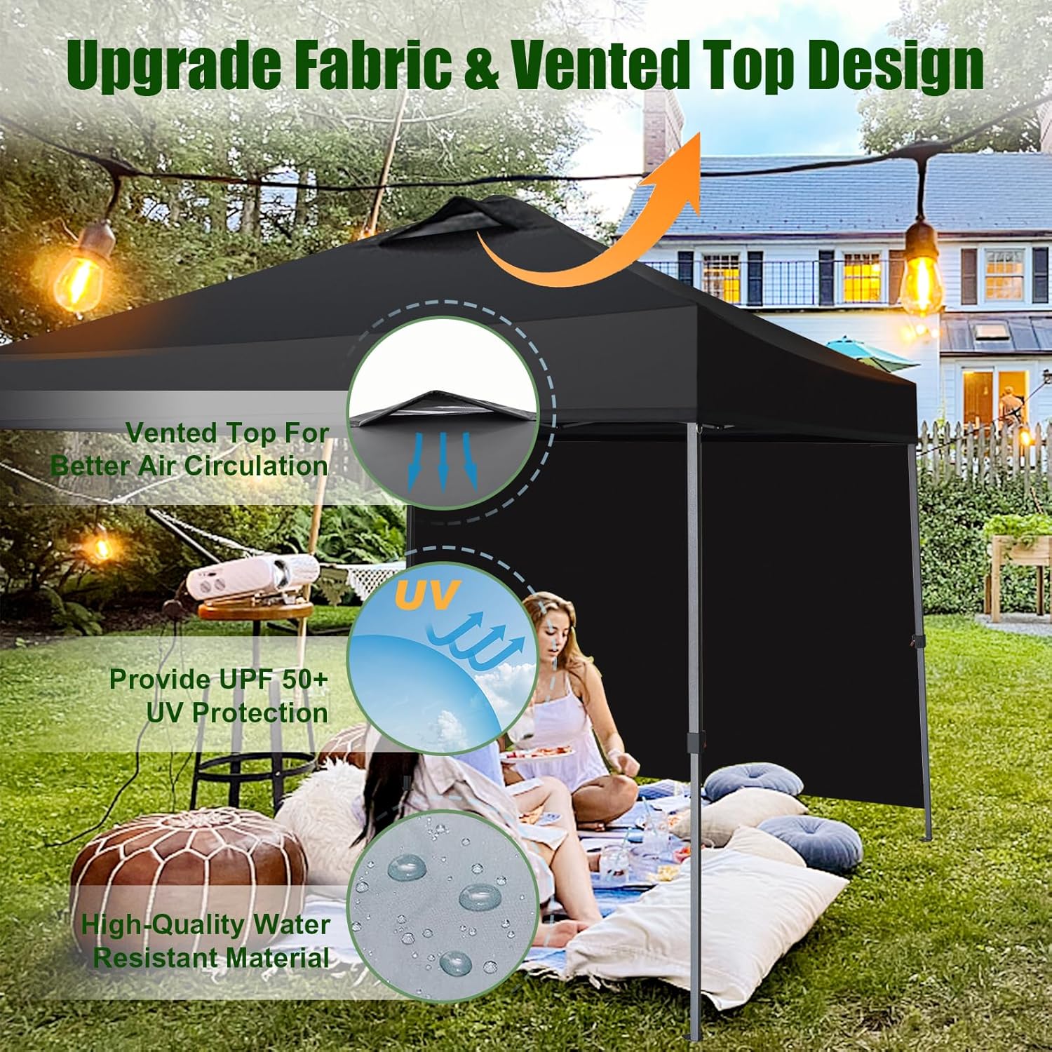 Eurmax USA NOMATTER ONE-Person Open&Close 10x10ft Pop Up Canopy Tent,Portable Shelter Canopy for Outdoor Events with 1 Removable Sidewall,Instant Canopies,Temporary Sunshade,Bonus 4 Sand Bags(Blue) - Image 5