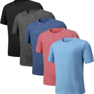 Phedrew 5-Pack Mens Active T-Shirts Quick Dry Athletic Workout Shirts Short Sleeve Gym Shirts for Men