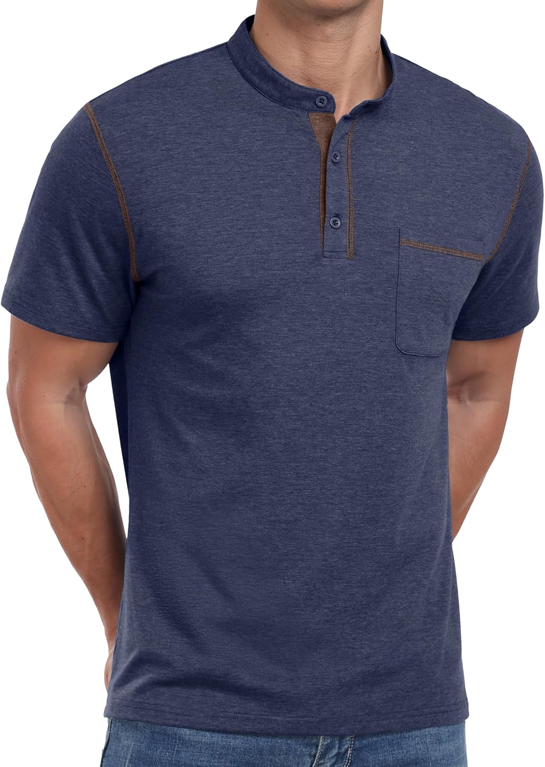 Sailwind Mens Henley Shirts Short Sleeve Summer Casual Classic Cotton T Shirts Pocket Button Shirt - Image 4