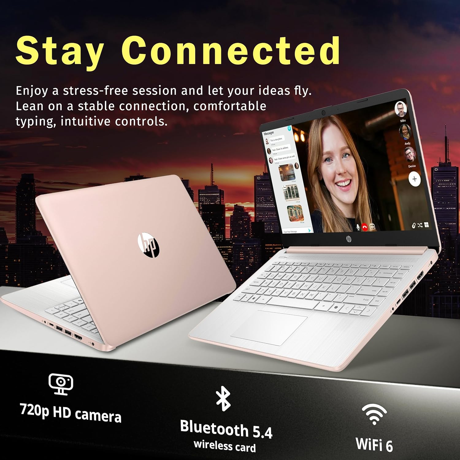 HP Stream 14" HD BrightView Laptop, Intel Celeron N150, 16GB RAM, 288GB Storage (128GB UFS + 160GB Docking Station Set), Intel UHD Graphics, 720p Webcam, Wi-Fi, 1 Year Office 365, Win 11 S, Gold - Image 4