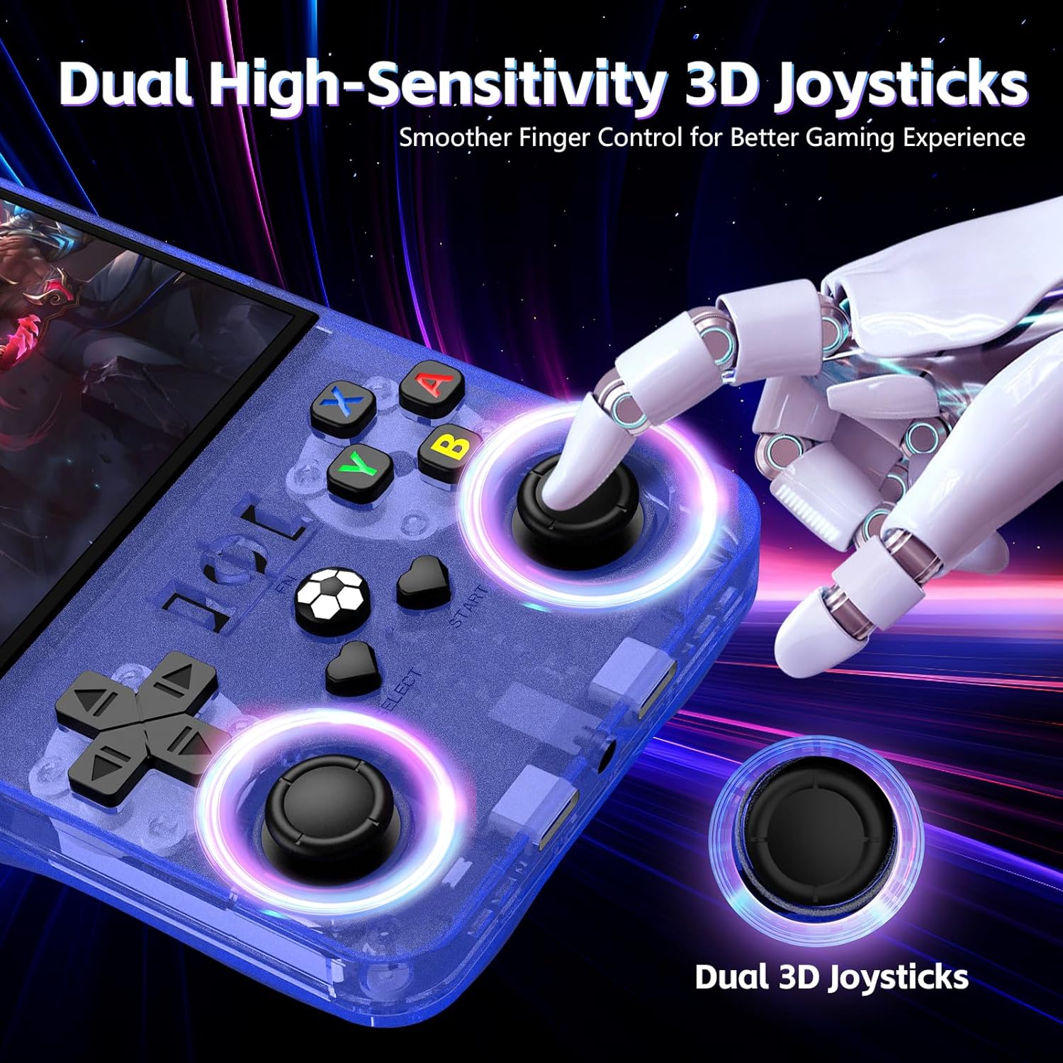 R36MAX Retro Handheld Game Console, Portable Retro Gaming Console 4.0'' IPS HD Screen and Linux System, Support 30+ Emulator and 64GB TF Card Video Game Consoles, 4000mAh Battery (Blue 64GB) - Image 5