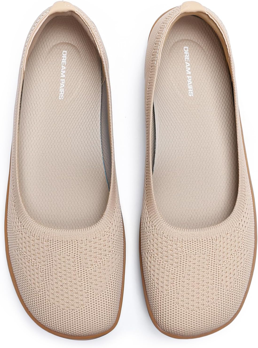 DREAM PAIRS Women's Ballet Flats Dressy Arch Support Wide Toe Box Knit Flats Comfortable Round Toe Slip On Travel Work Business Office Barefoot Shoes