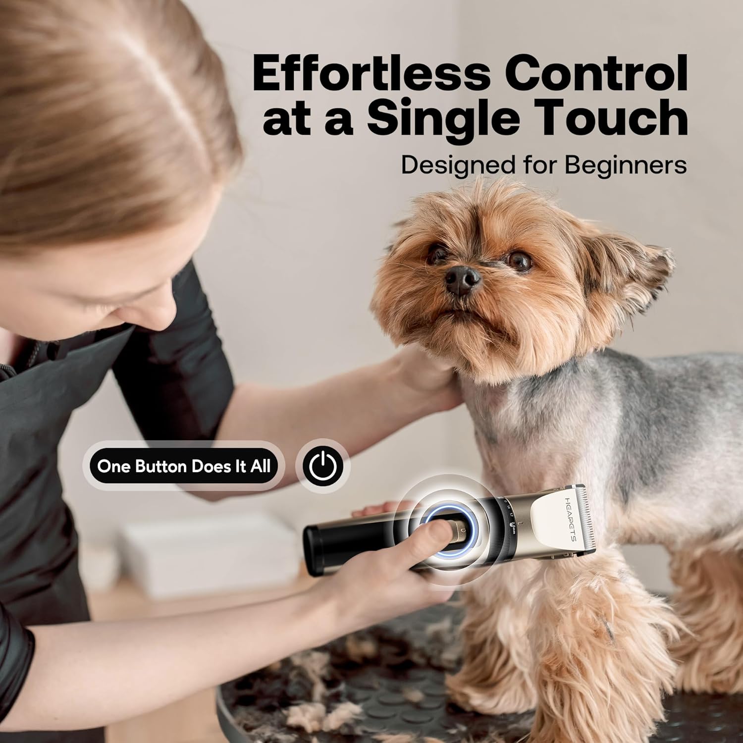 HEAPETS Dog Grooming Clippers, Low Noise, Electric Quiet, Adjustable Clipper Comb, Rechargeable Cordless Dog Hair Clippers for Dogs Cats Pets, Gold - Image 5