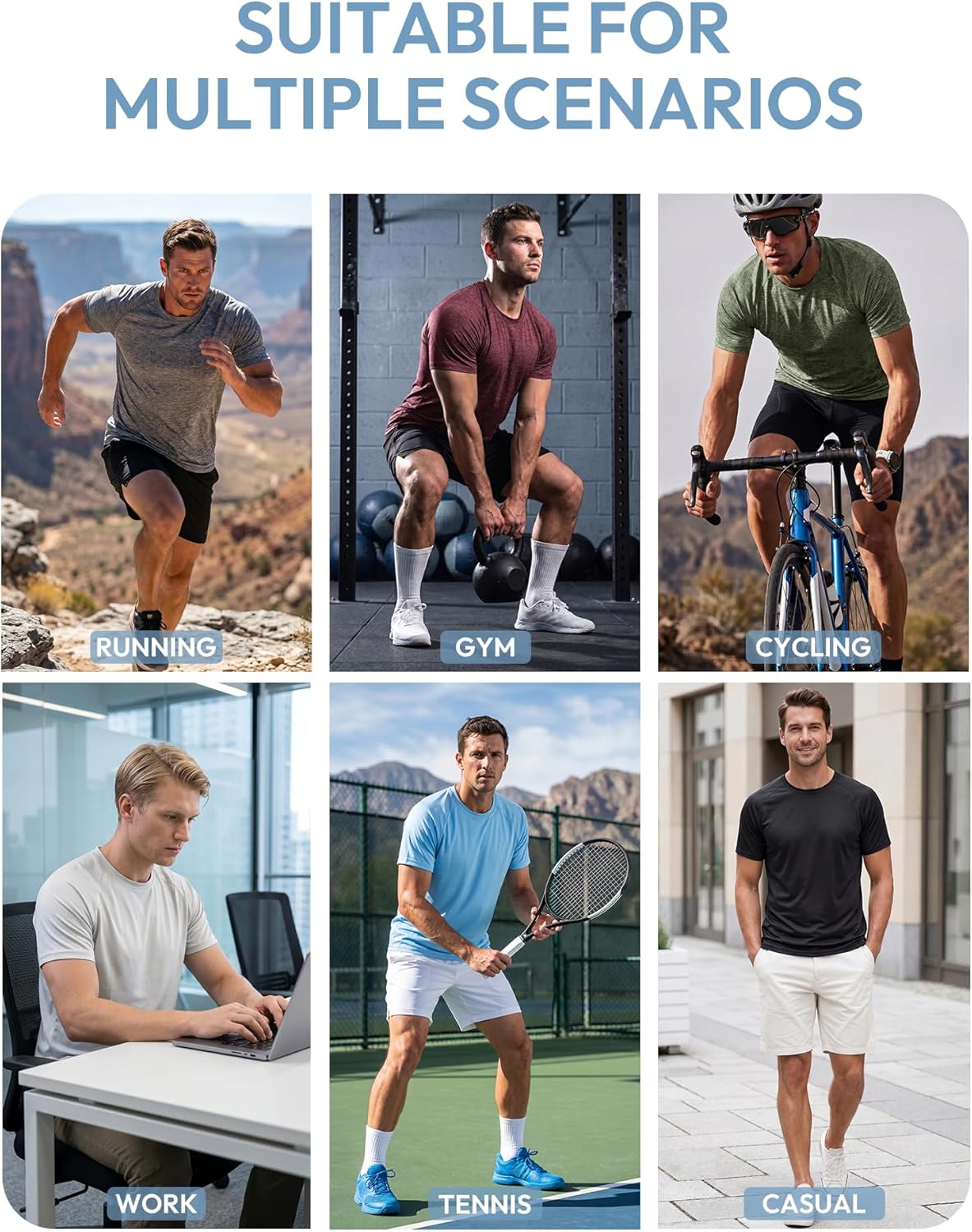 Workout Shirts for Men Short Sleeve Quick Dry Athletic Gym Active T Shirt Moisture Wicking - Image 5