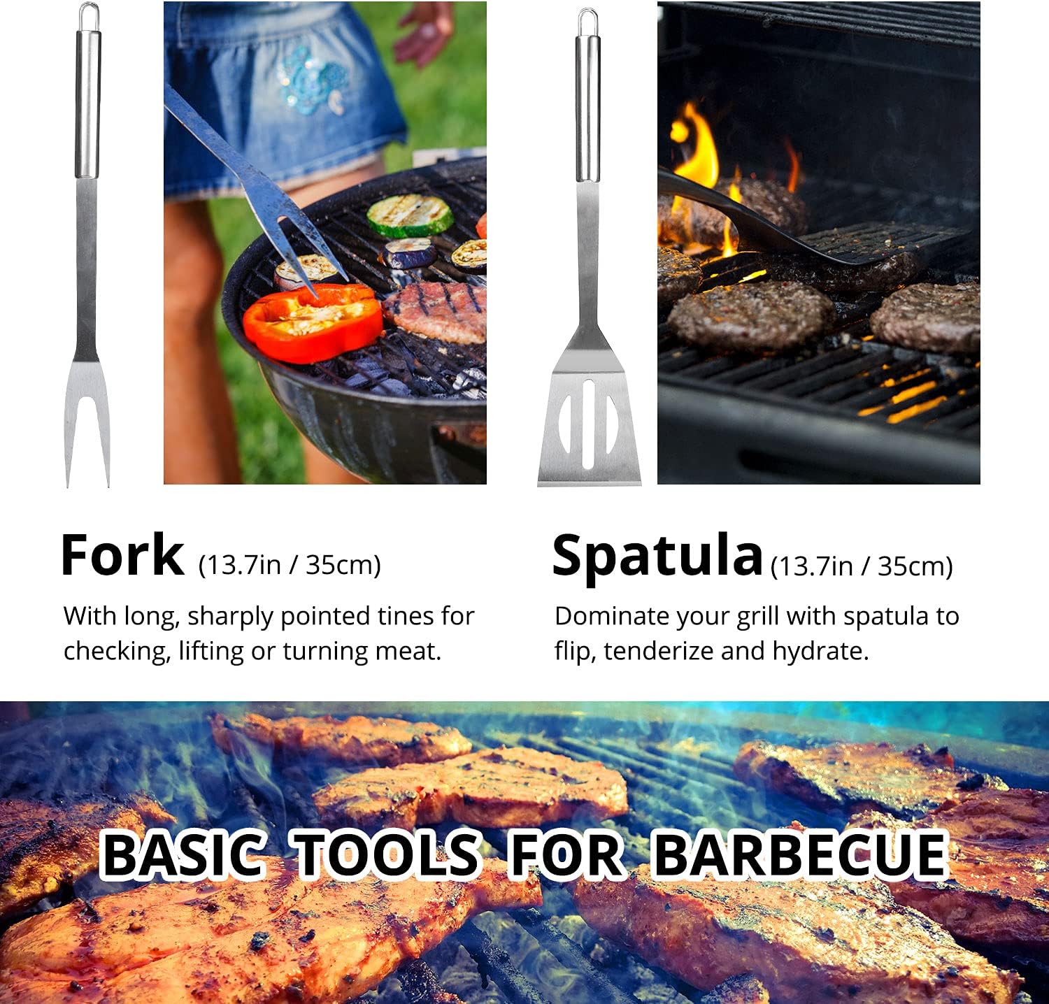 BBQ Utensil Set Stainless Steel Professional Barbecue Accessories Grill Tool with Bag Easy to Carry - Image 2