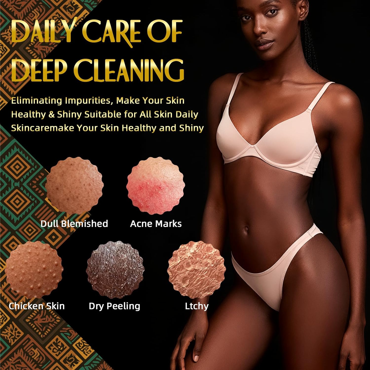 UJFQBH 3 Pieces African Bath Sponge African Net Long Net Bath Sponge Exfoliating Shower Body Scrubber Back Scrubber Skin Smoother,Great for Daily Use (Pink,Yellow,Purple) - Image 5