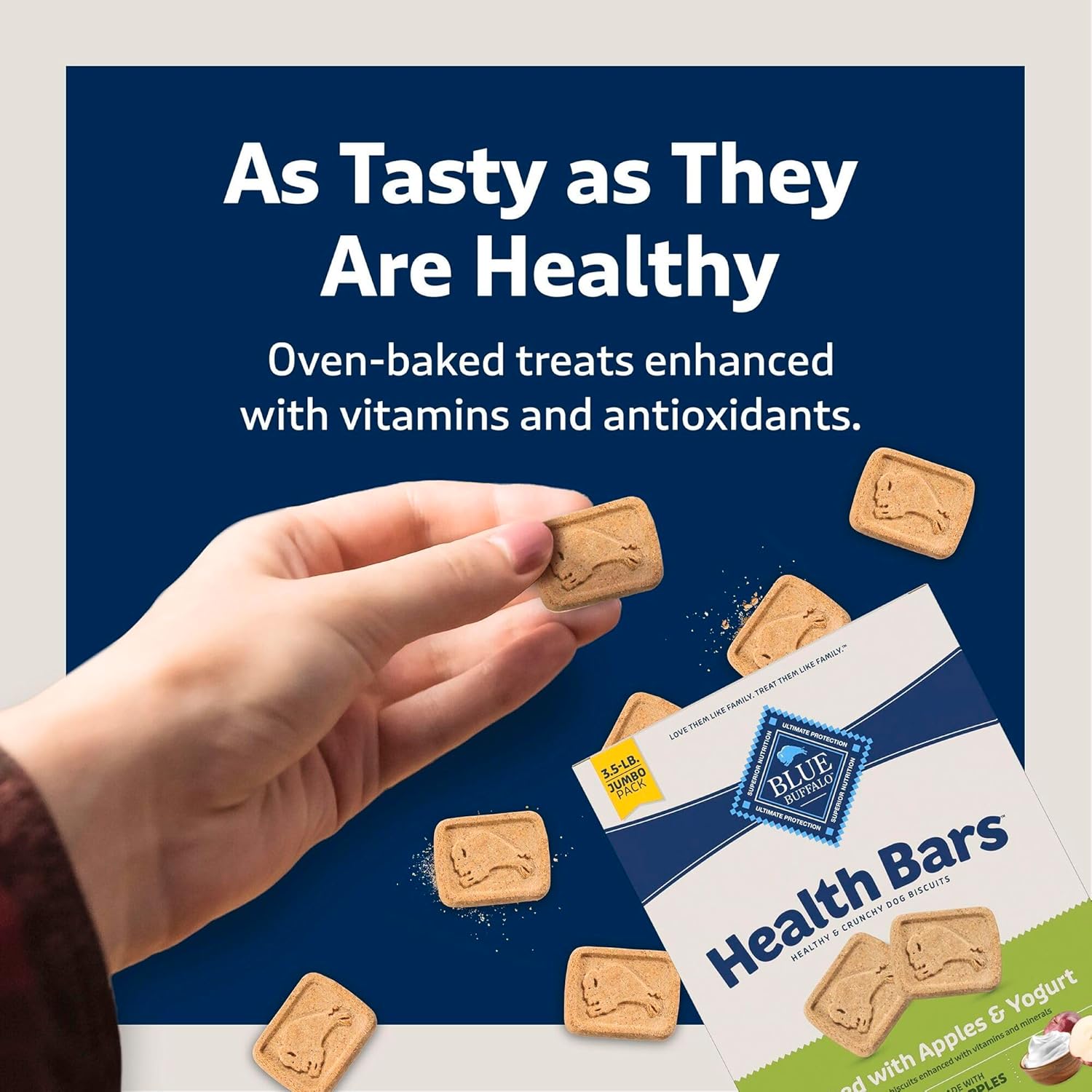 Blue Buffalo Health Bars Crunchy Dog Biscuits, Oven-Baked with Natural Ingredients, Apples & Yogurt, 3.5-lbs Box - Image 7