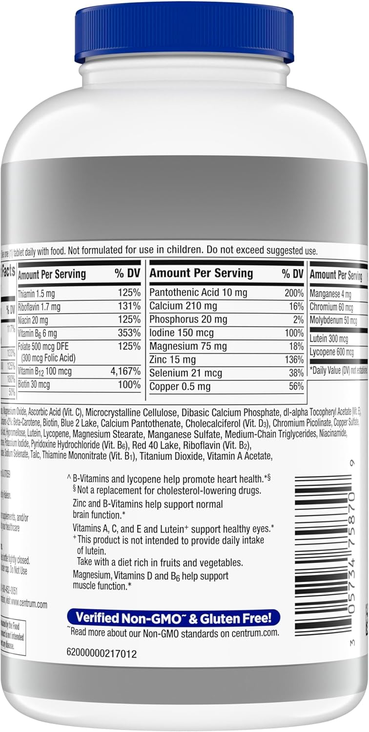 Centrum Silver Men's 50+ Multivitamin with Vitamin D3, B-Vitamins, Zinc for Memory and Cognition - 200 Tablets - Image 12