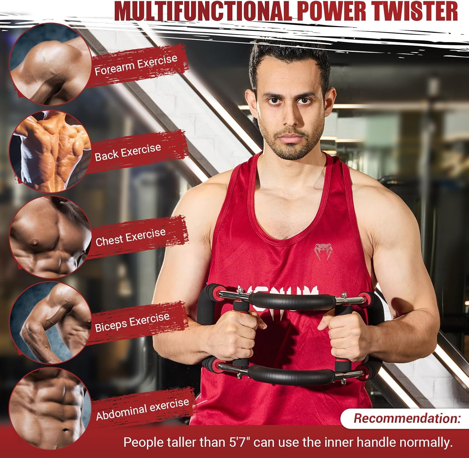 Twister Arm Trainer, 30-120 lbs Adjustable Twister Arm Chest Exerciser with 4 Spring & Poster for Men & Women, Detachable Power Twister Home Fitness Equipment for Enhancing Upper Body Muscle - Image 4