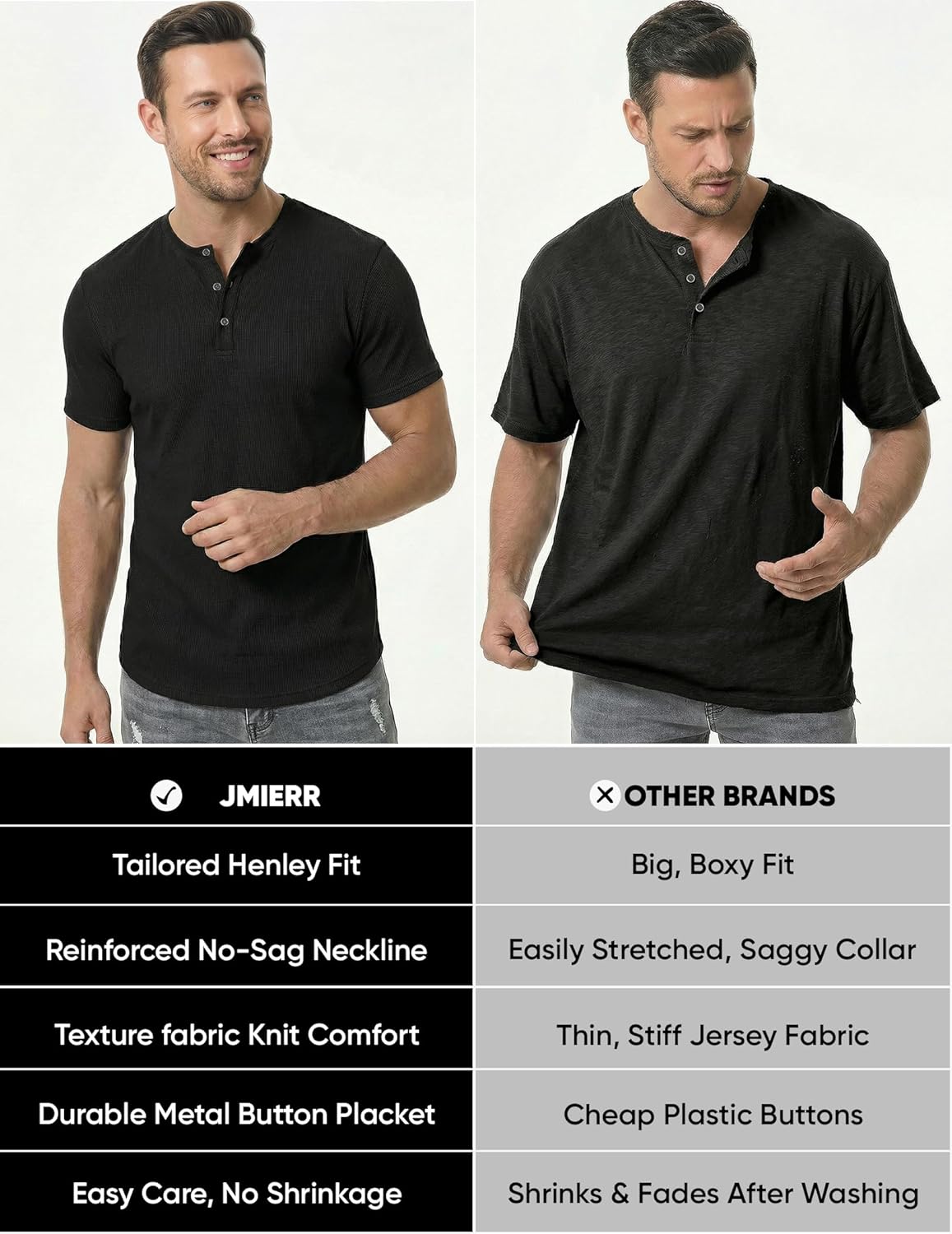 JMIERR Men's Muscle Slim Henley Shirts Crewneck Longline T-Shirt Gym Workout Athletic Shirt Tees with Button - Image 8