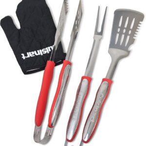 Cuisinart 3‑Piece Stainless Steel BBQ Grilling Tool Set with Grill Glove – Outdoor Grill Accessories, Perfect Grilling Gift for Men, Dads & Grill Masters, CGS-134