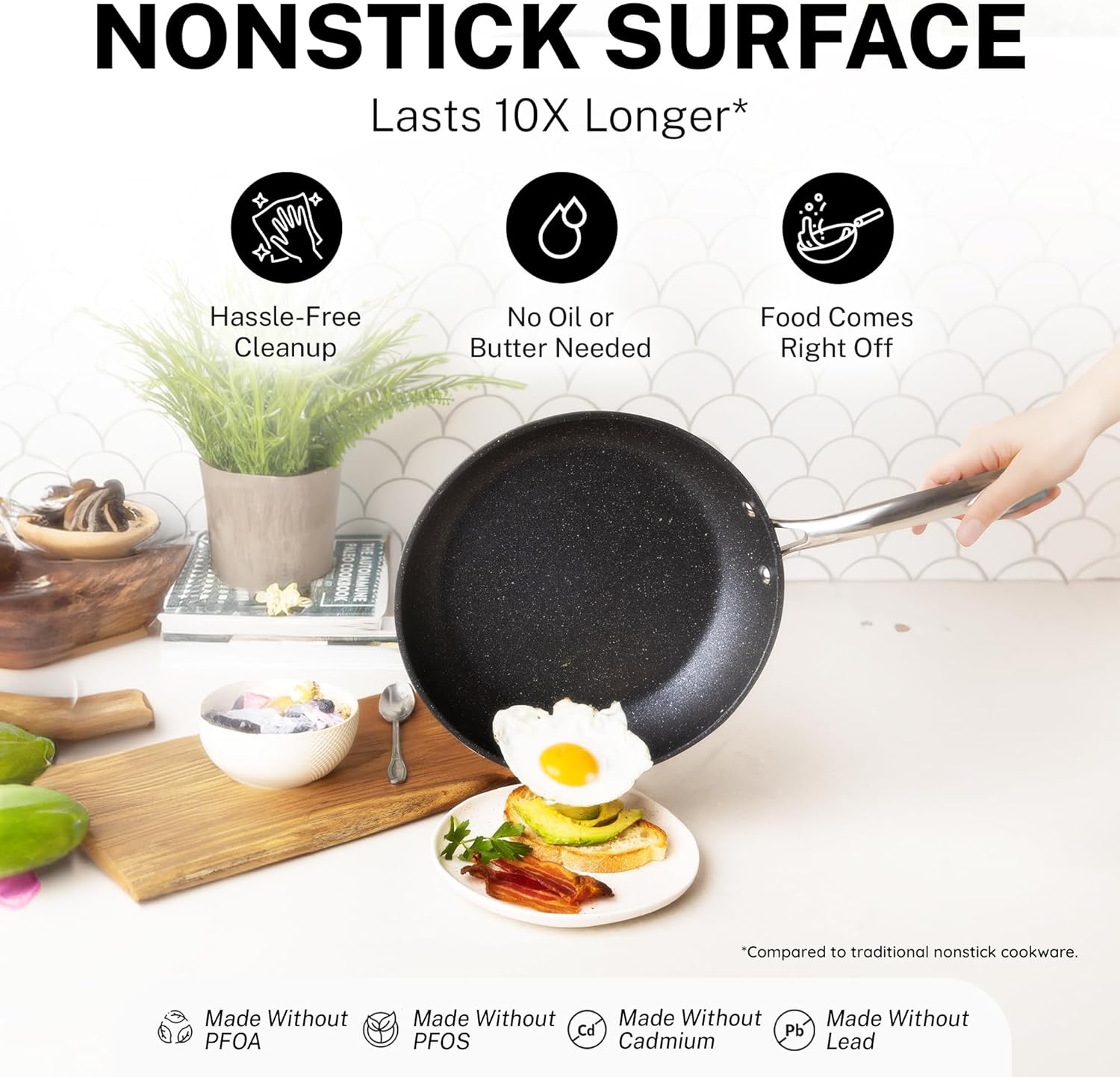 GRANITESTONE 20 Pc Complete Pots and Pans Set Non Stick Cookware Set with Saute Pan, Bakeware, Steamer, Cooking Utensils, Made Without PFOA PFOS, Oven and Dishwasher Safe - Image 3
