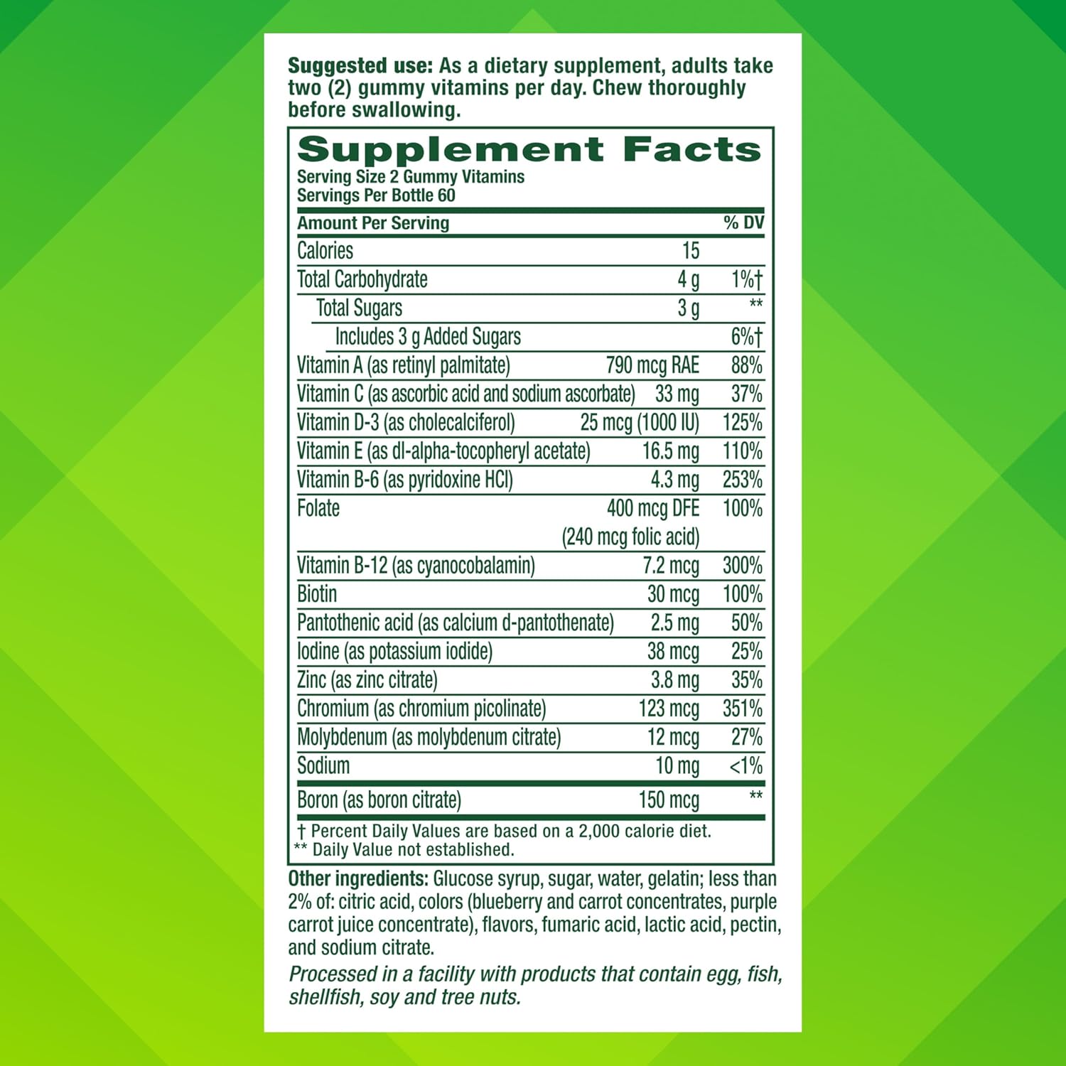 vitafusion Adult Gummy Vitamin Supplement for Men, Berry Flavored, A, C, D, E, B6, B12, Daily, 120 Count, 60 Day Supply - Image 7
