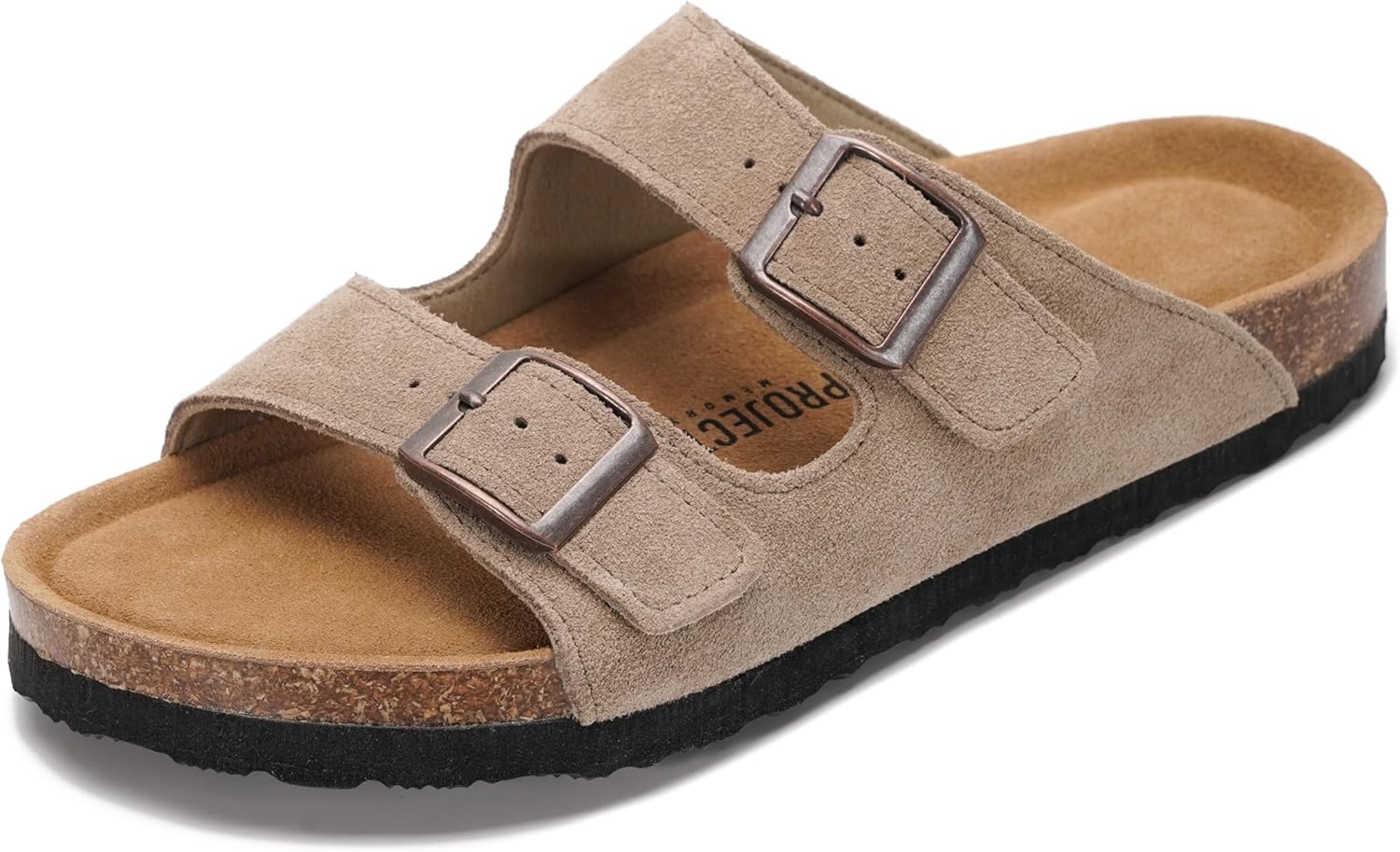 Project Cloud 100% Genuine Leather Flat Sandals For Women 2026 Cork Footbed Womens Sandals with Memory Foam and arch support Vacation Essentials Slides for Women Footwear (Venita) - Image 5