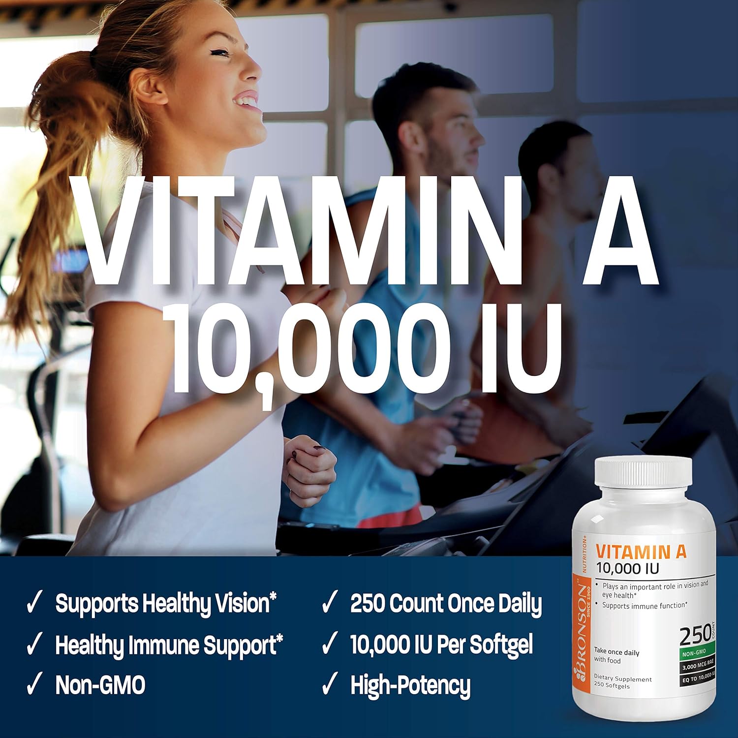 Bronson Vitamin A 10,000 IU Premium Non-GMO Formula Supports Healthy Vision & Immune System and Healthy Growth & Reproduction, 250 Softgels - Image 3