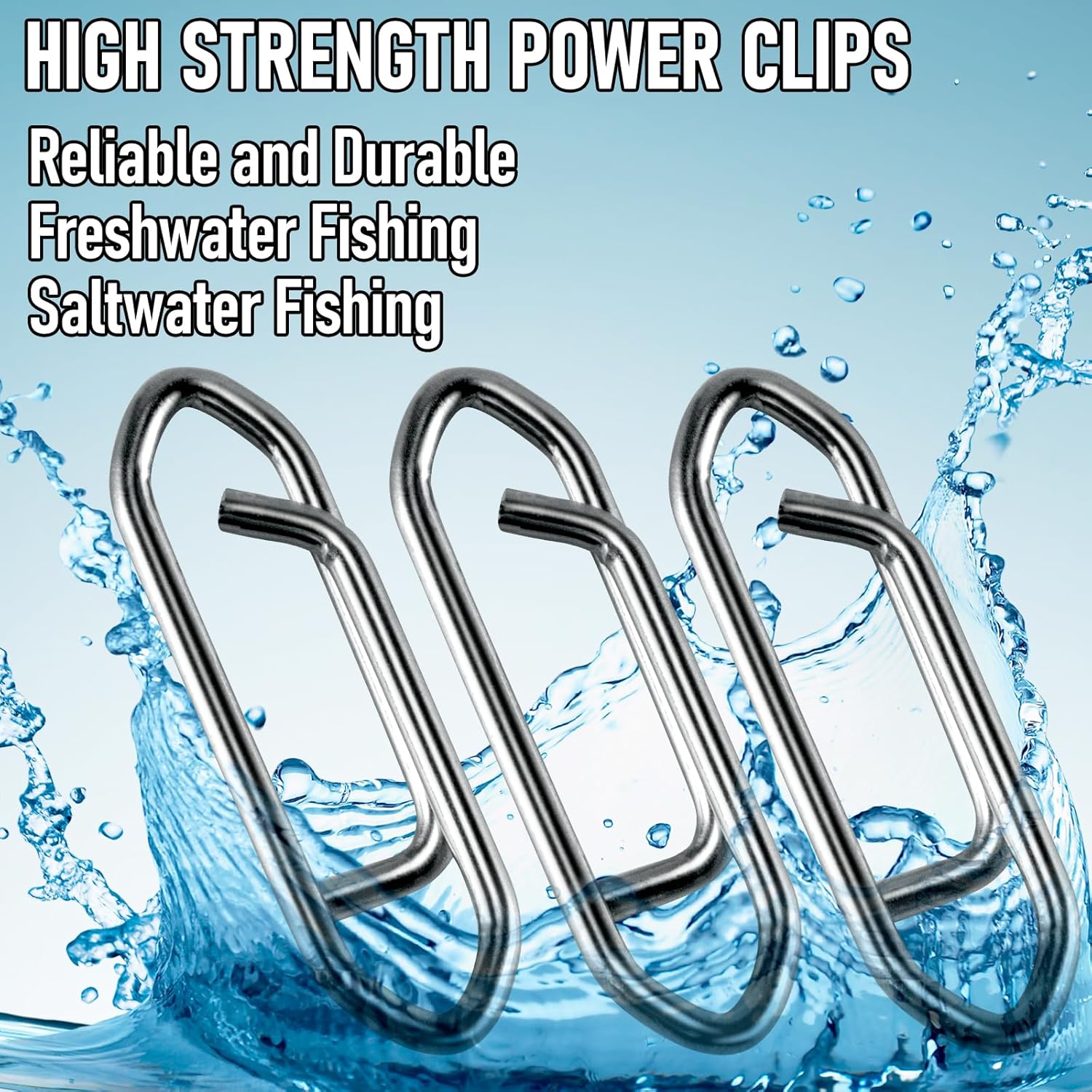 Alwonder 50-Pack Fishing Power Speed Clips, High Strength Stainless Steel Speed Clip for Fishing Lure Quick Change, Freshwater Saltwater Crankbait Popper Lures Quick Snap Connector Tackle - Image 5