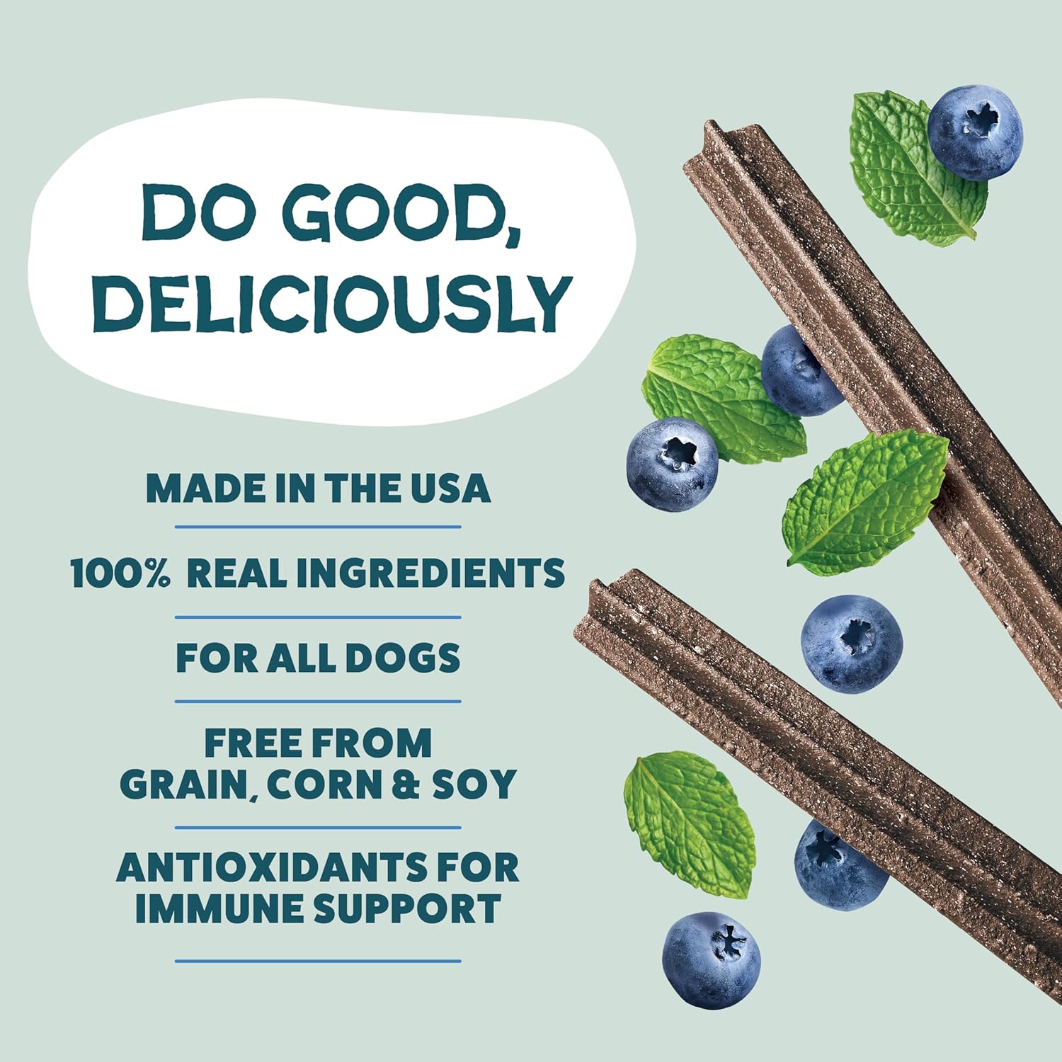 Shameless Pets Blueberry & Mint Dental Chews for Dogs, 8 Chews - Natural Dog Teeth Cleaning Treats with Fresh Breath Benefits | Grain-Free Dental Sticks for Small, Medium & Large Dogs - Image 3