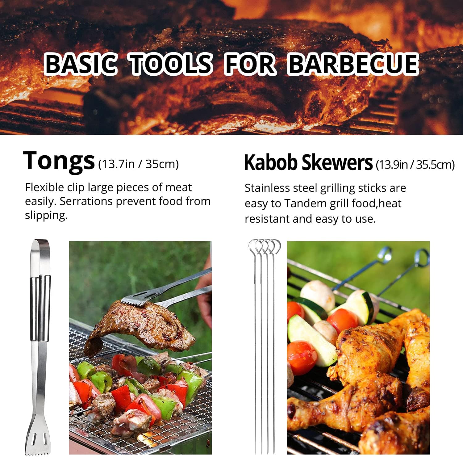 BBQ Utensil Set Stainless Steel Professional Barbecue Accessories Grill Tool with Bag Easy to Carry - Image 3