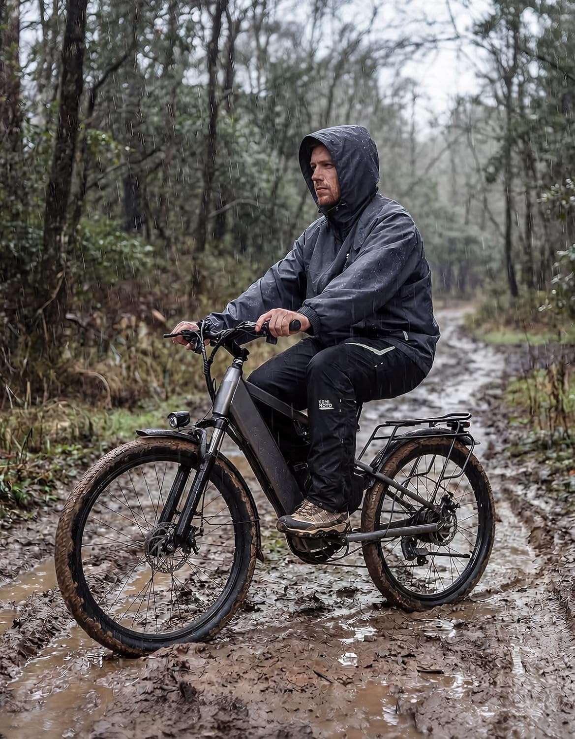 KEMIMOTO Men's Packable Waterproof Cycling Rain Pants, Windproof Breathable Lightweight Over Pants Outdoor Pants - Image 2