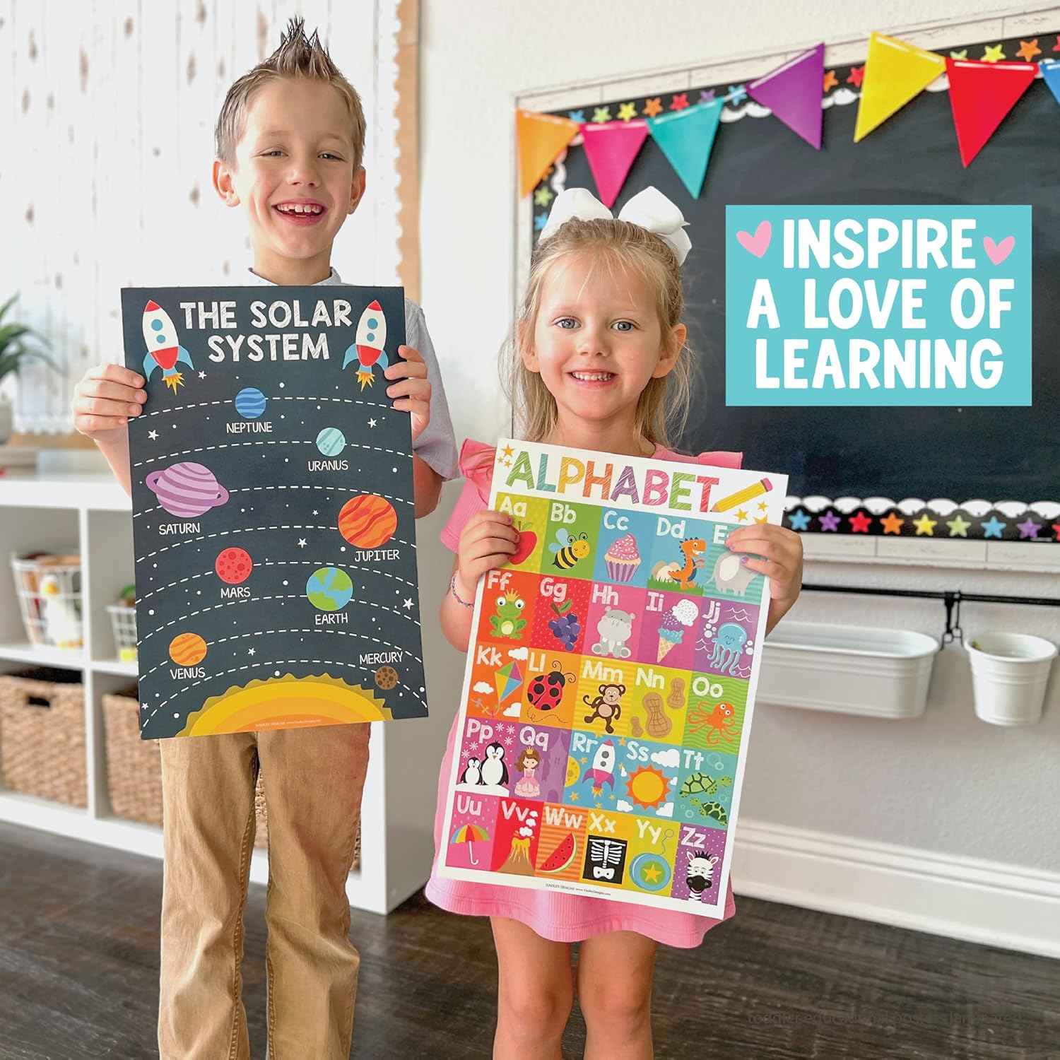 Hadley Designs 16 Educational Posters for Toddler Learning Activities - Alphabet Daycare Essentials, Laminated Pre-K Posters for Toddlers 1-3, Preschool Learning Activities, Rainbow Classroom Decor - Image 5