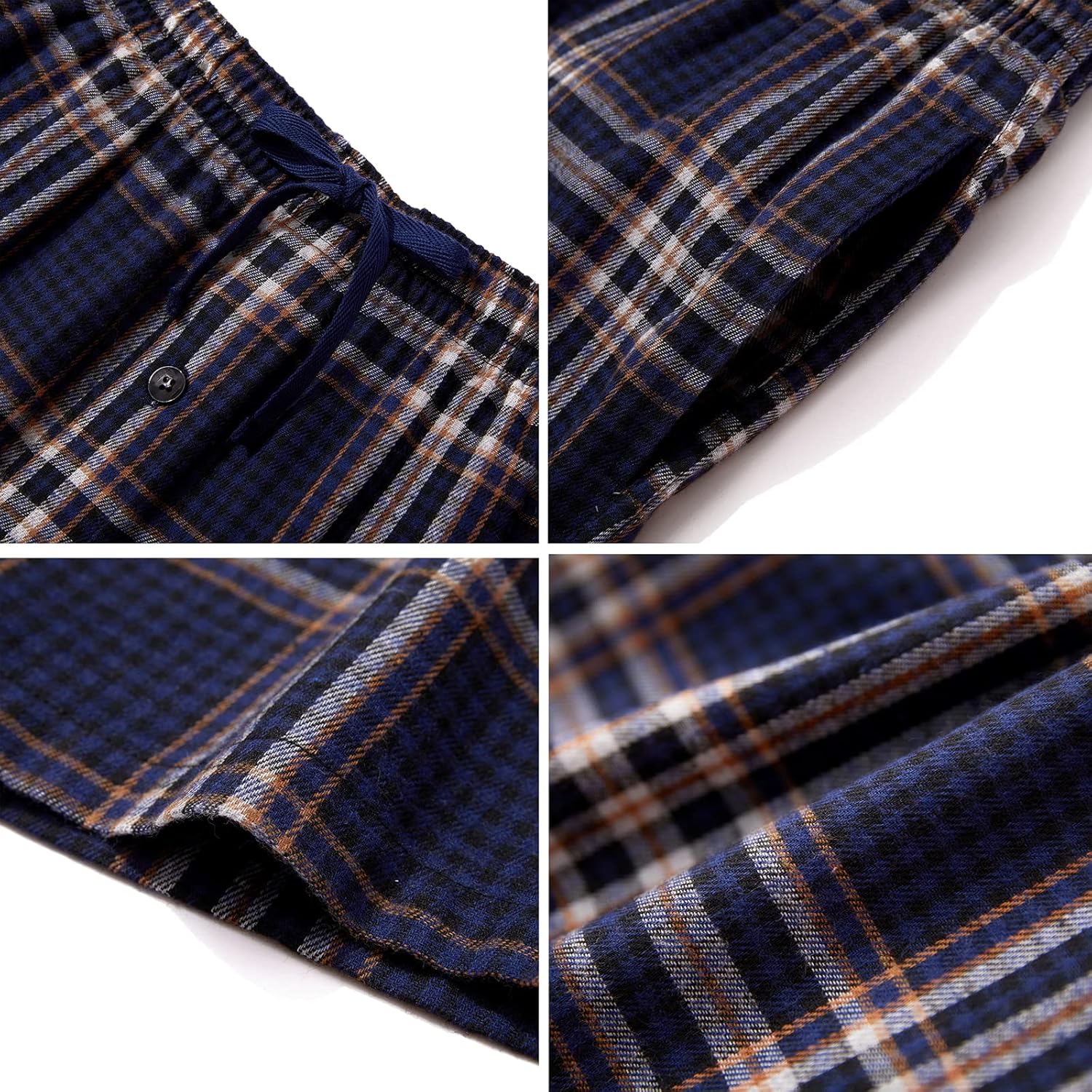JupiterSecret Mens Pajama Pants Set Flannel Cotton Sleep & Lounge Pants, PJ Bottoms with Pockets and Button Fly 3 Pack - Image 7