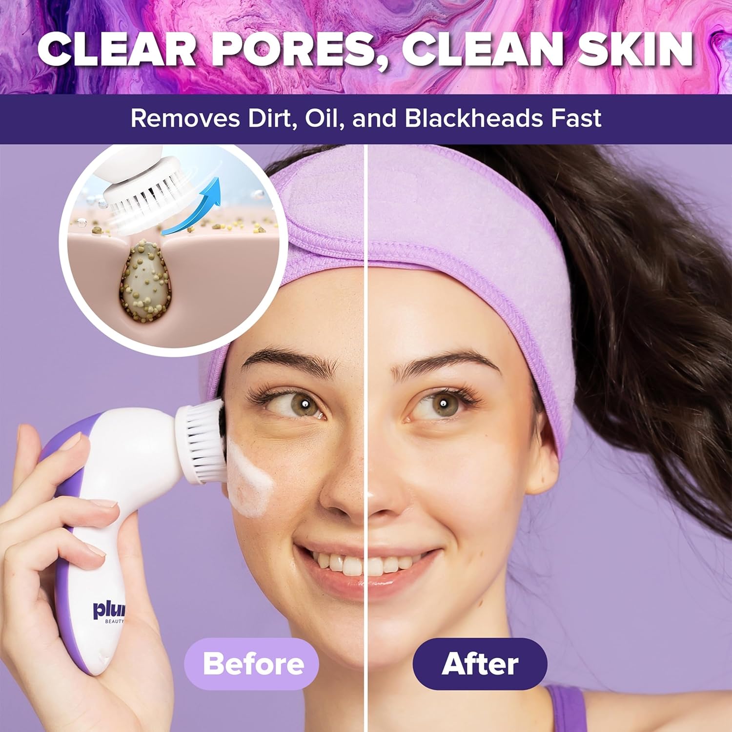 Face Scrubber Electric Facial Cleansing Brush Rechargeable, Rotating Scrubber Face Pore Cleansing Brushes for Radiant Skin, Electric Cleanser for Pores, Glow, and Daily Deep Pore Wash, Expoliator - Image 2